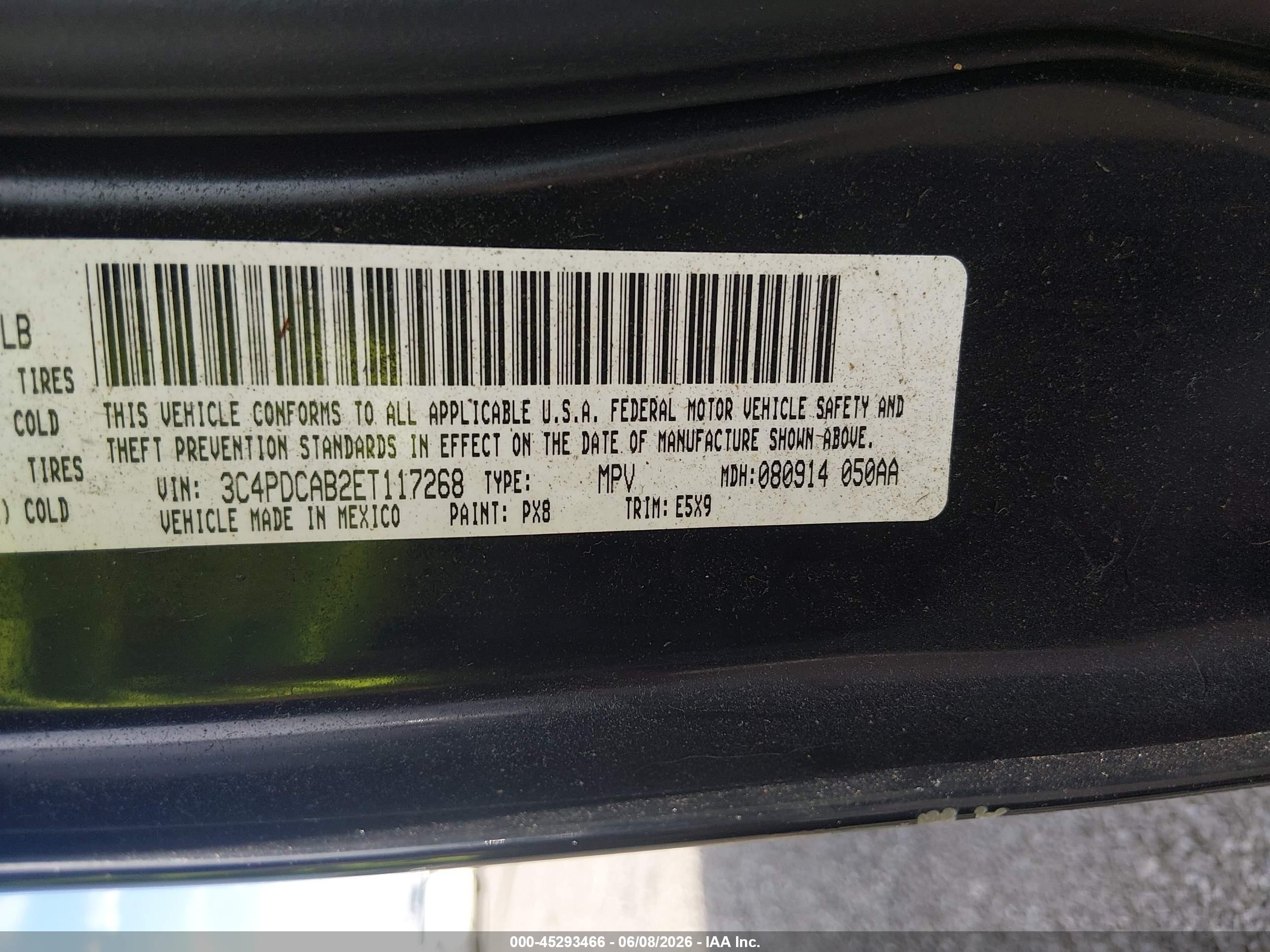 2014 Dodge Journey American Value Pkg Черный vin: 3C4PDCAB2ET117268