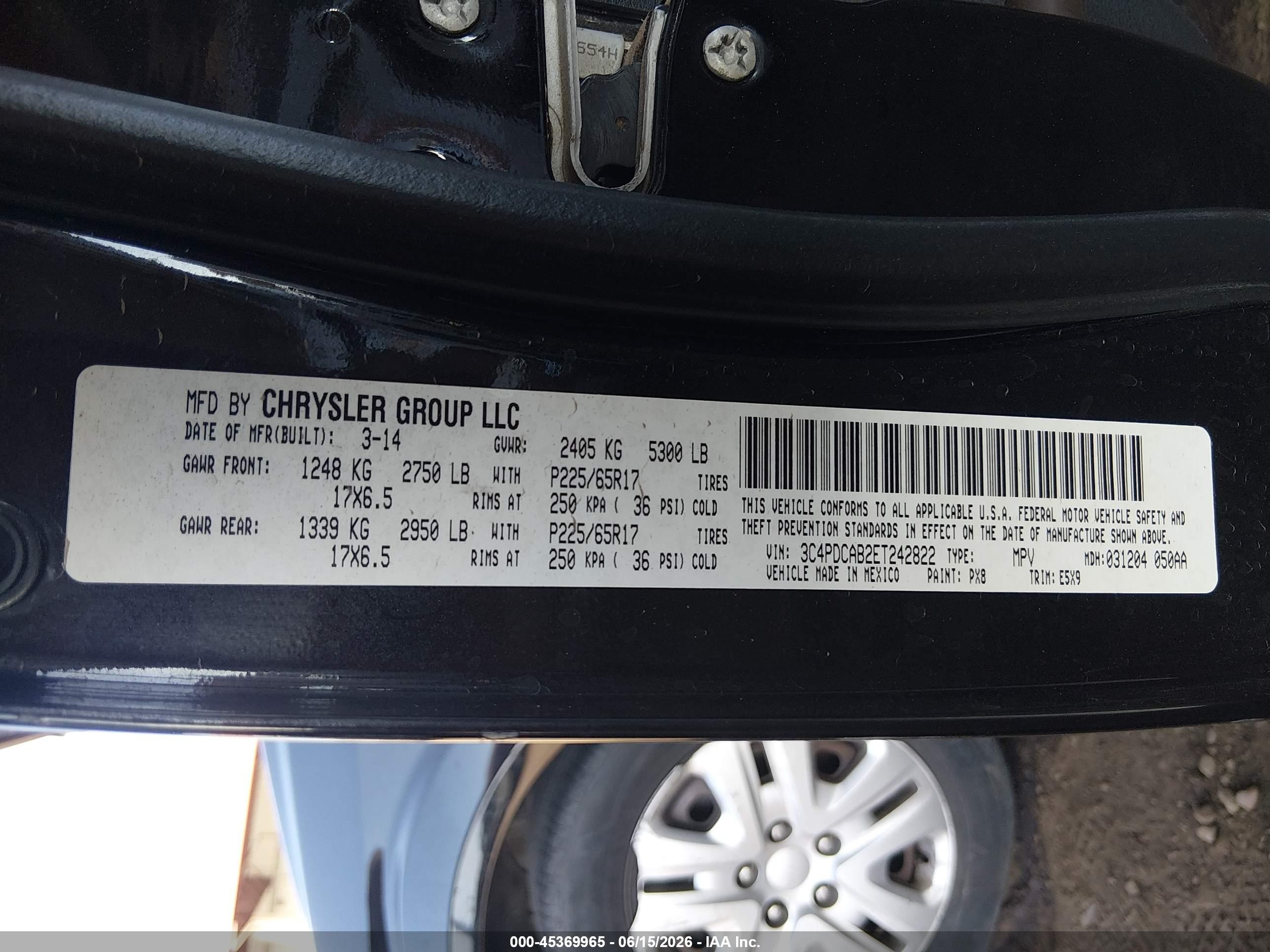 2014 Dodge Journey Se Black vin: 3C4PDCAB2ET242822