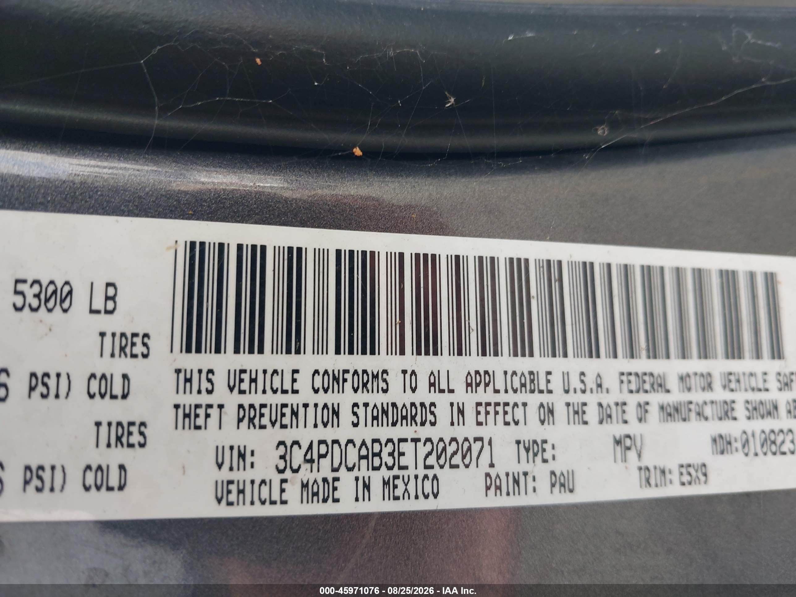 2014 Dodge Journey American Value Pkg Gray vin: 3C4PDCAB3ET202071