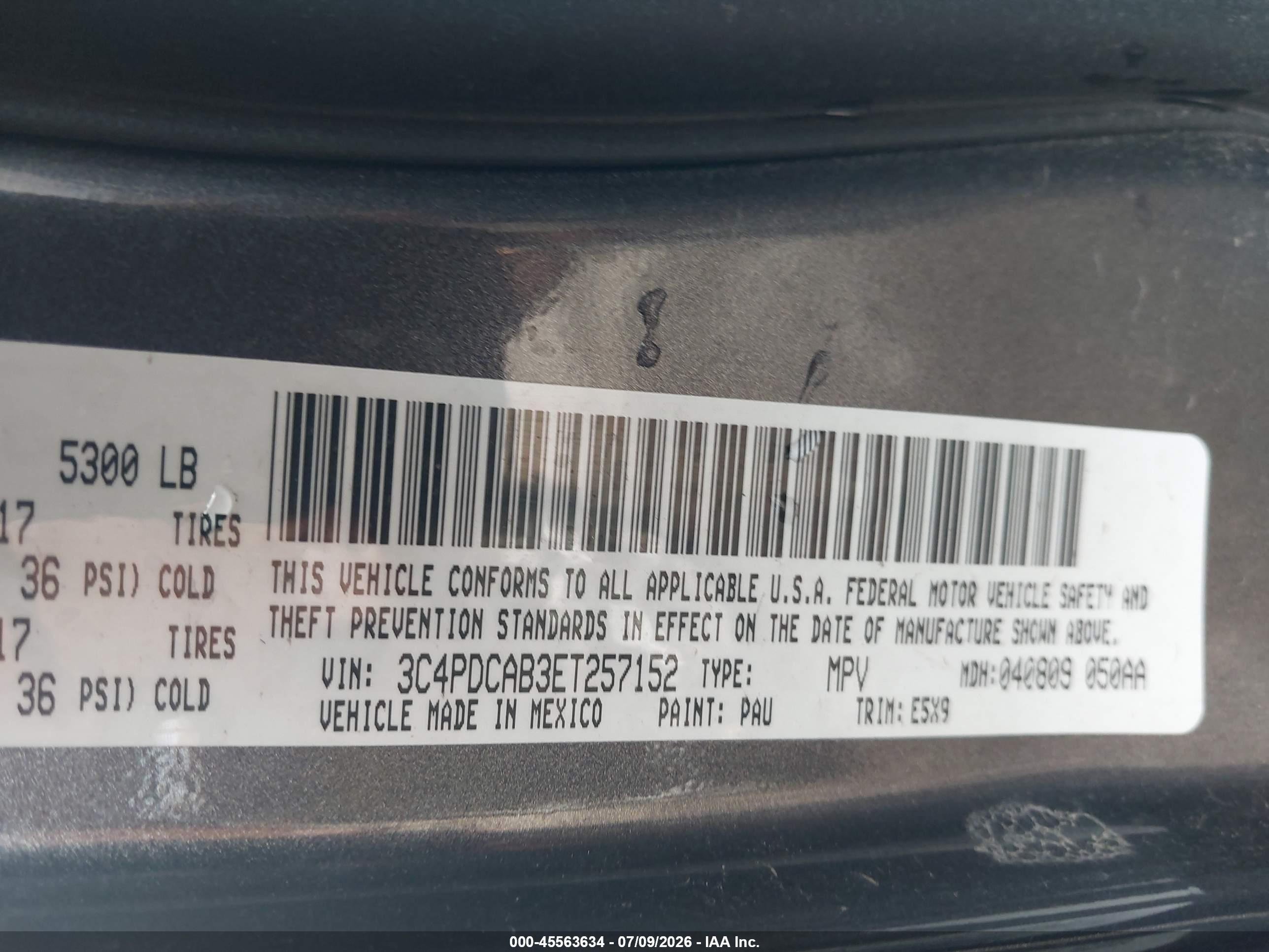 2014 Dodge Journey American Value Pkg Gray vin: 3C4PDCAB3ET257152