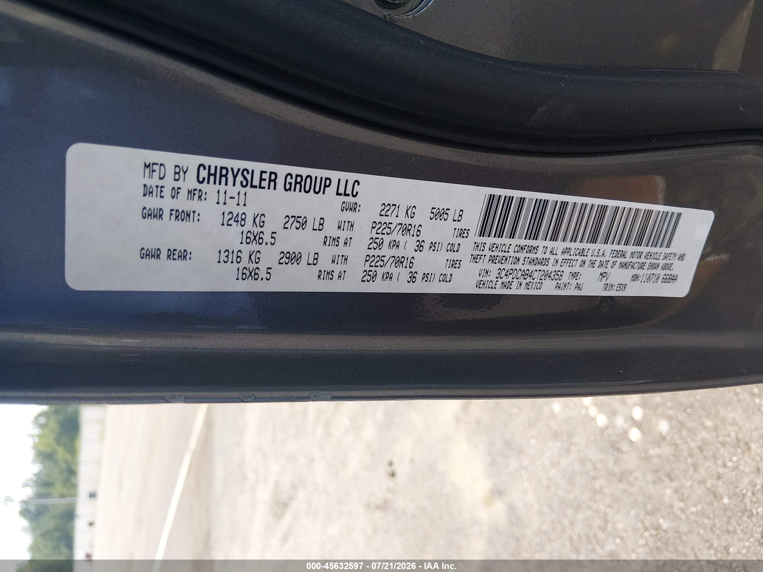 2012 Dodge Journey Se/avp Gray vin: 3C4PDCAB4CT204358