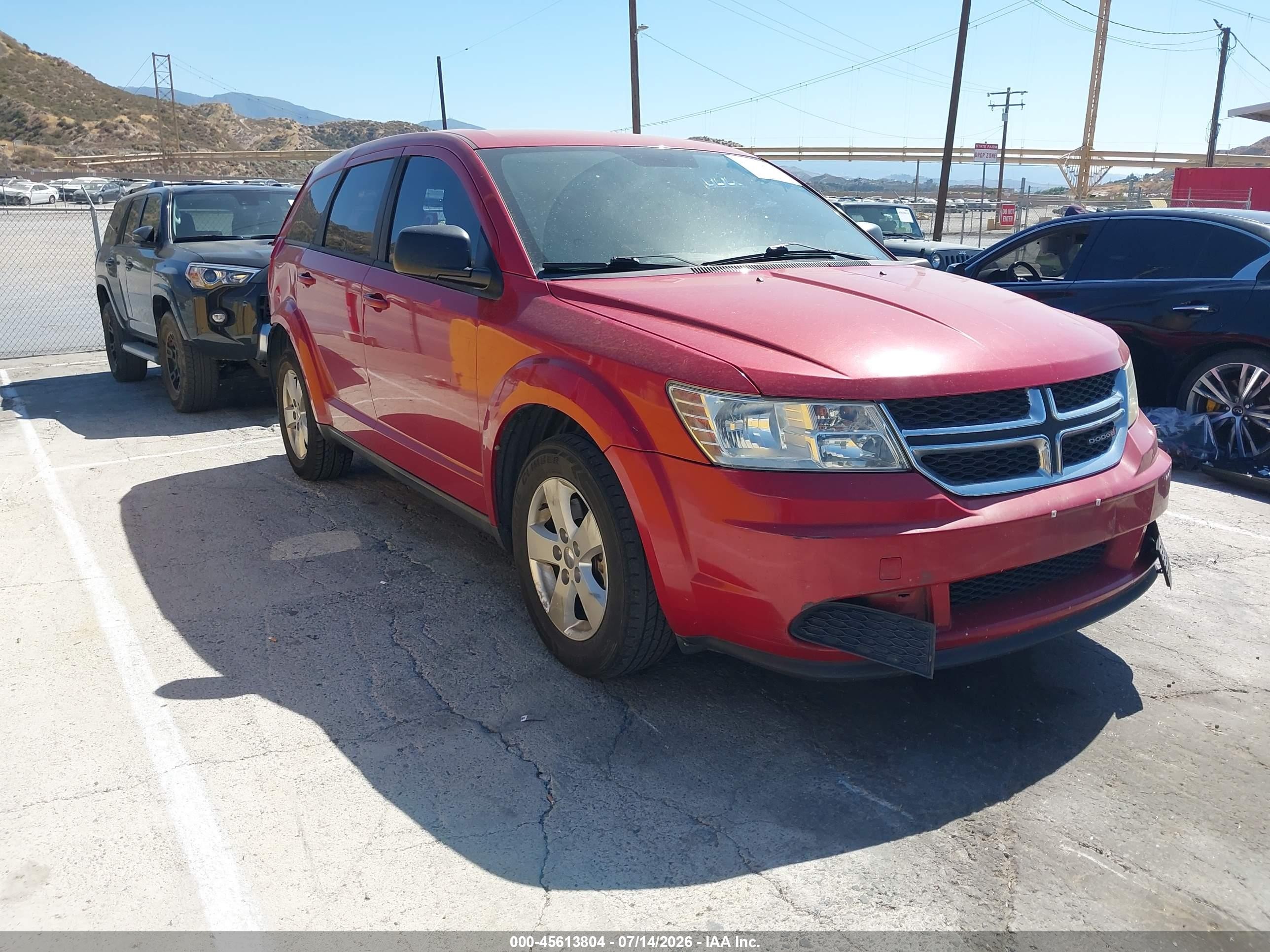 2013 Dodge Journey American Value Pkg Red vin: 3C4PDCAB4DT557345