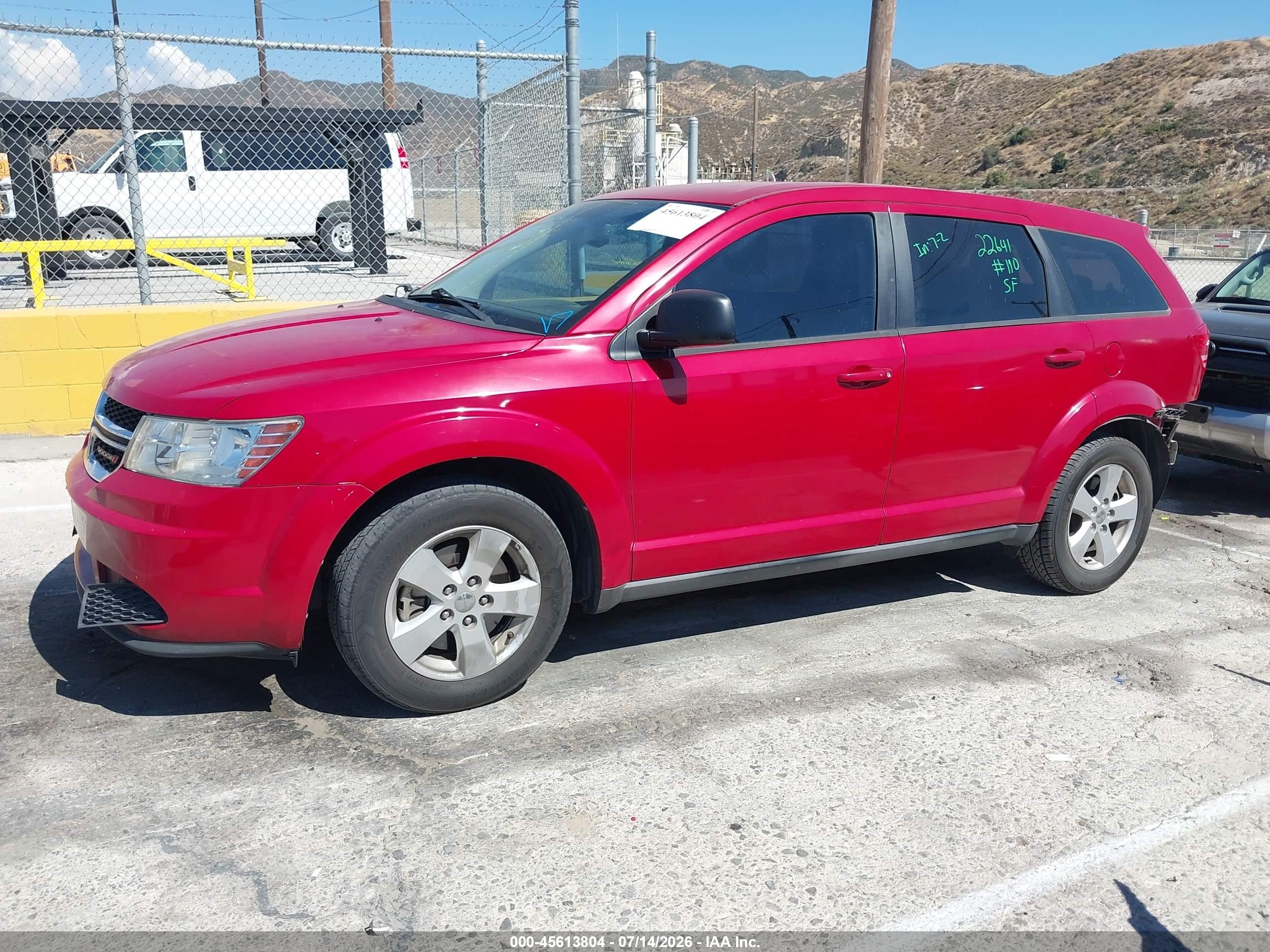2013 Dodge Journey American Value Pkg Red vin: 3C4PDCAB4DT557345
