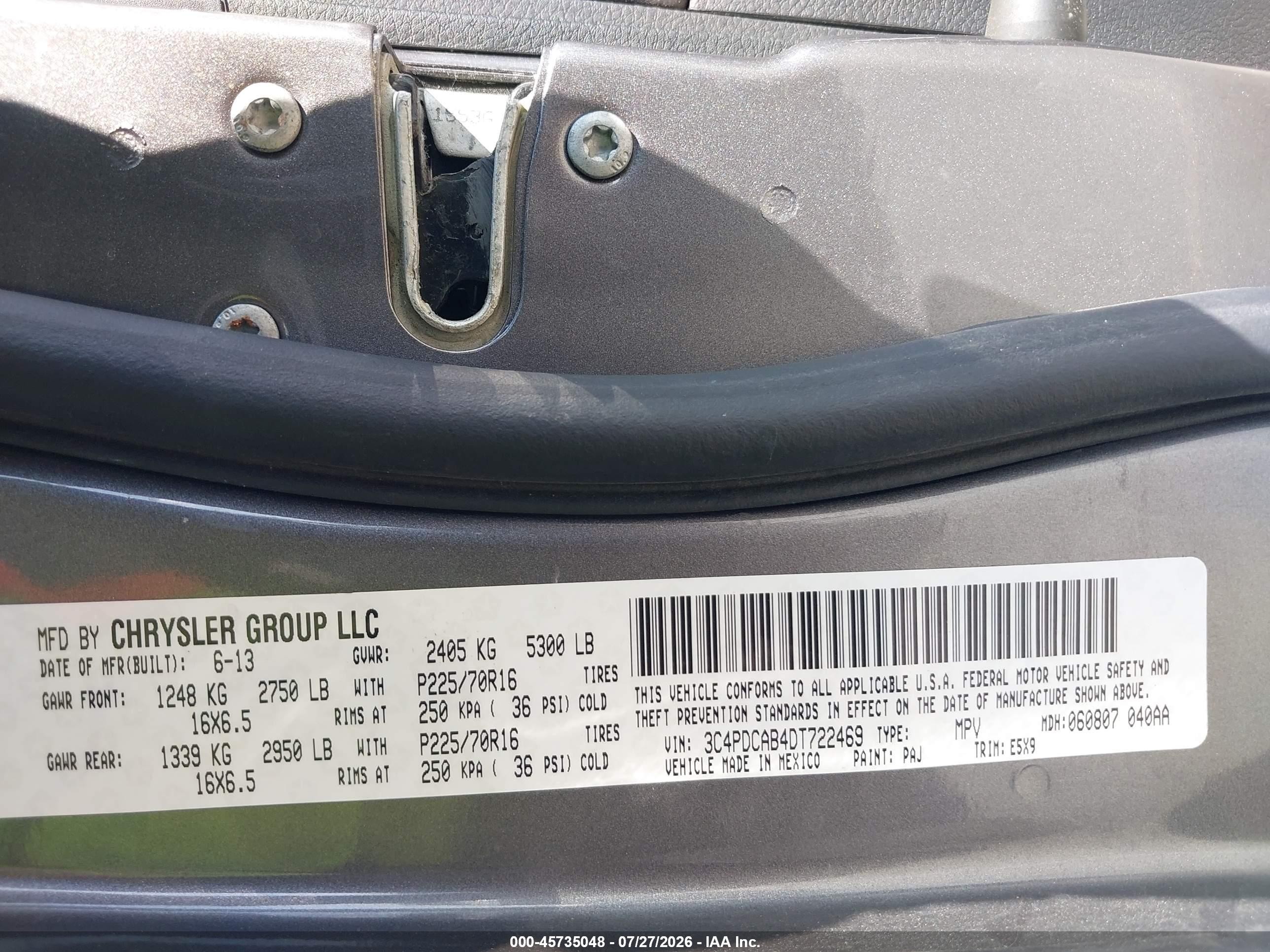 2013 Dodge Journey Se Gray vin: 3C4PDCAB4DT722469