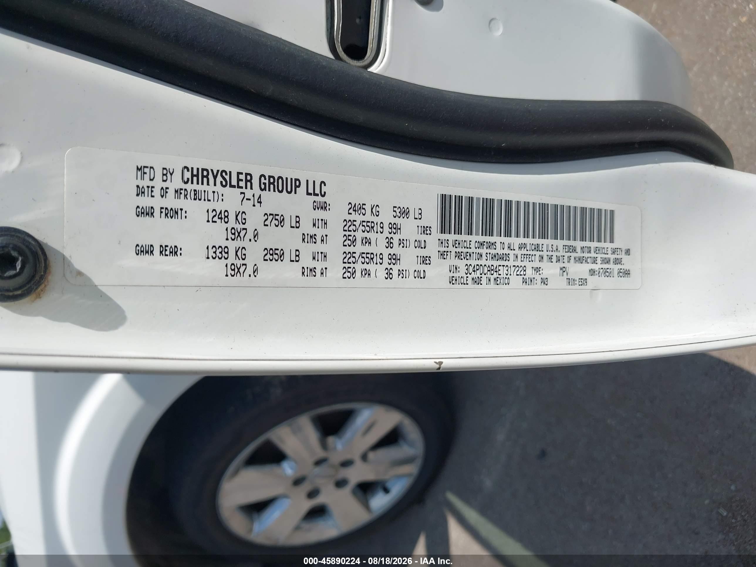 2014 Dodge Journey Se White vin: 3C4PDCAB4ET317228