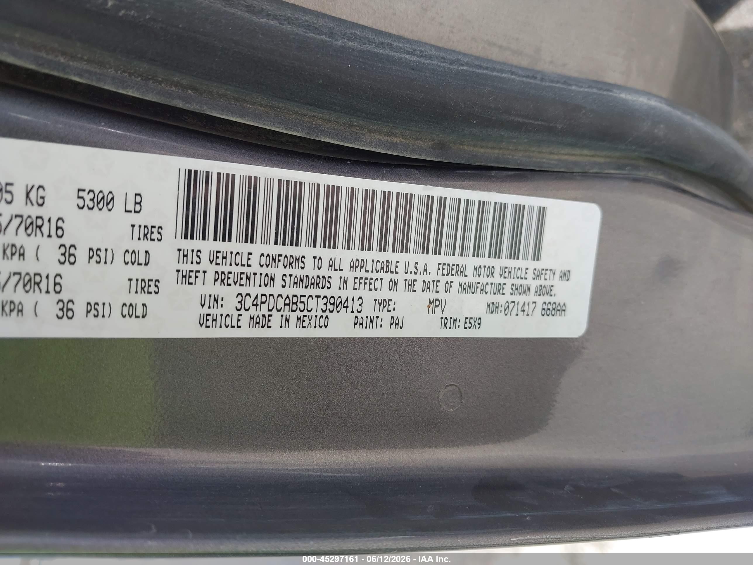 2012 Dodge Journey Se/avp Gray vin: 3C4PDCAB5CT390413