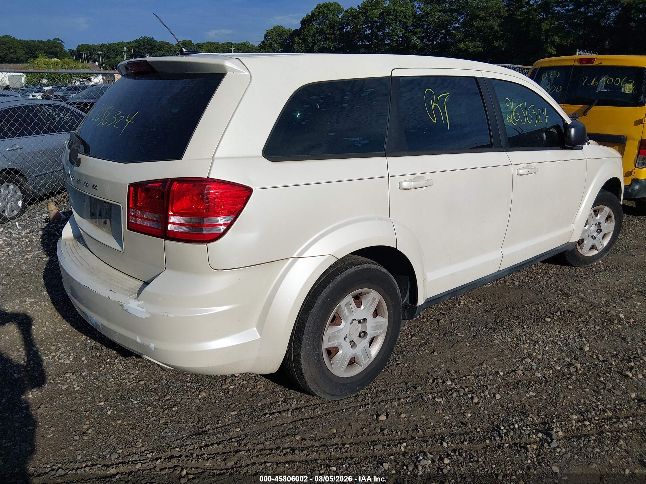 2012 Dodge Journey Se/avp White vin: 3C4PDCAB5CT390489