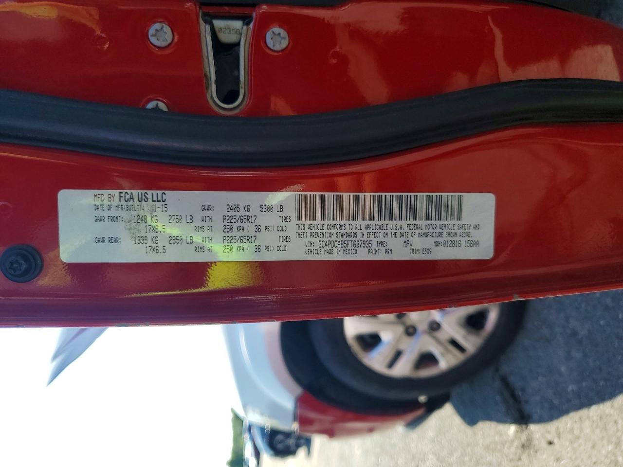 2015 Dodge Journey Se Red vin: 3C4PDCAB5FT637935