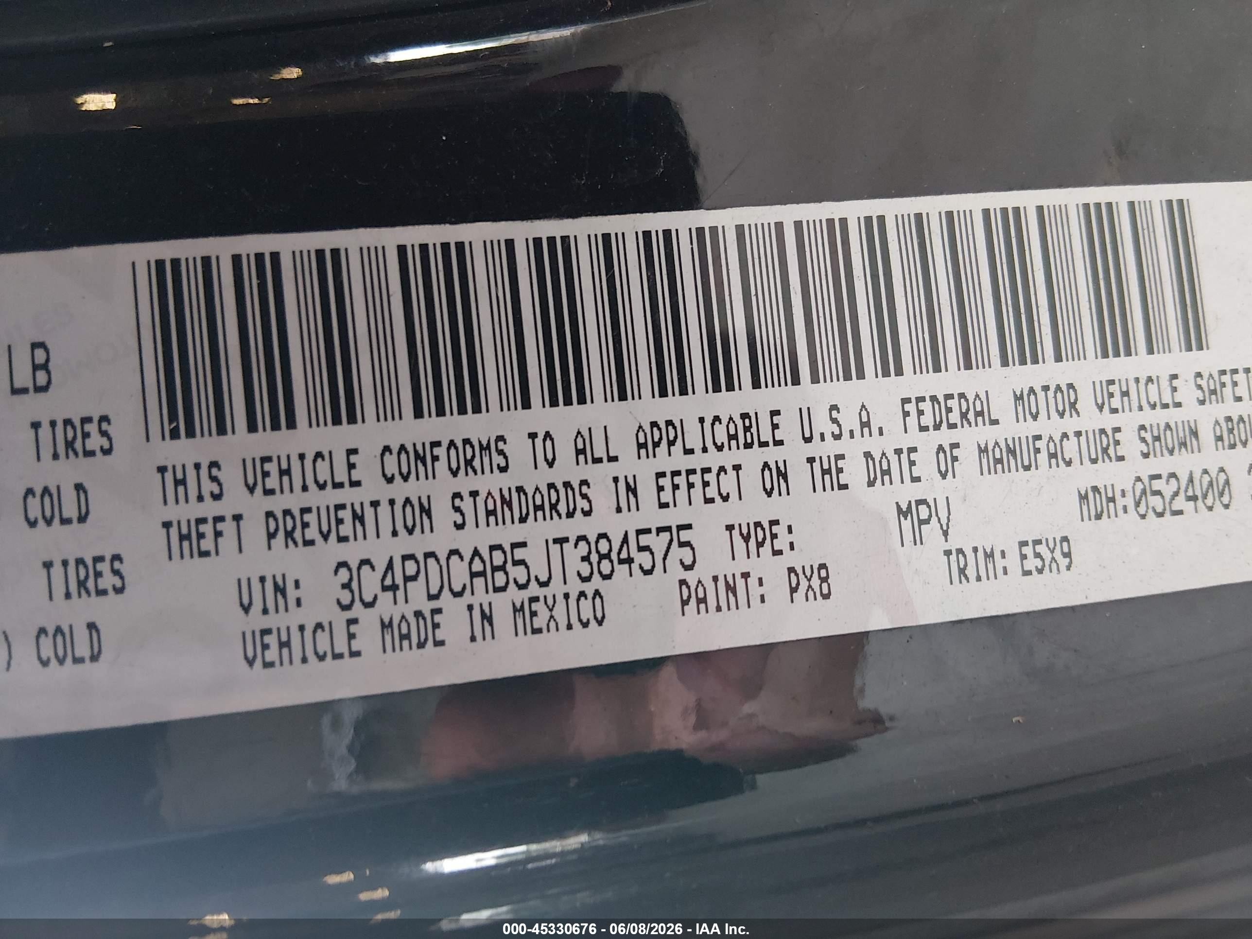 2018 Dodge Journey Se Black vin: 3C4PDCAB5JT384575