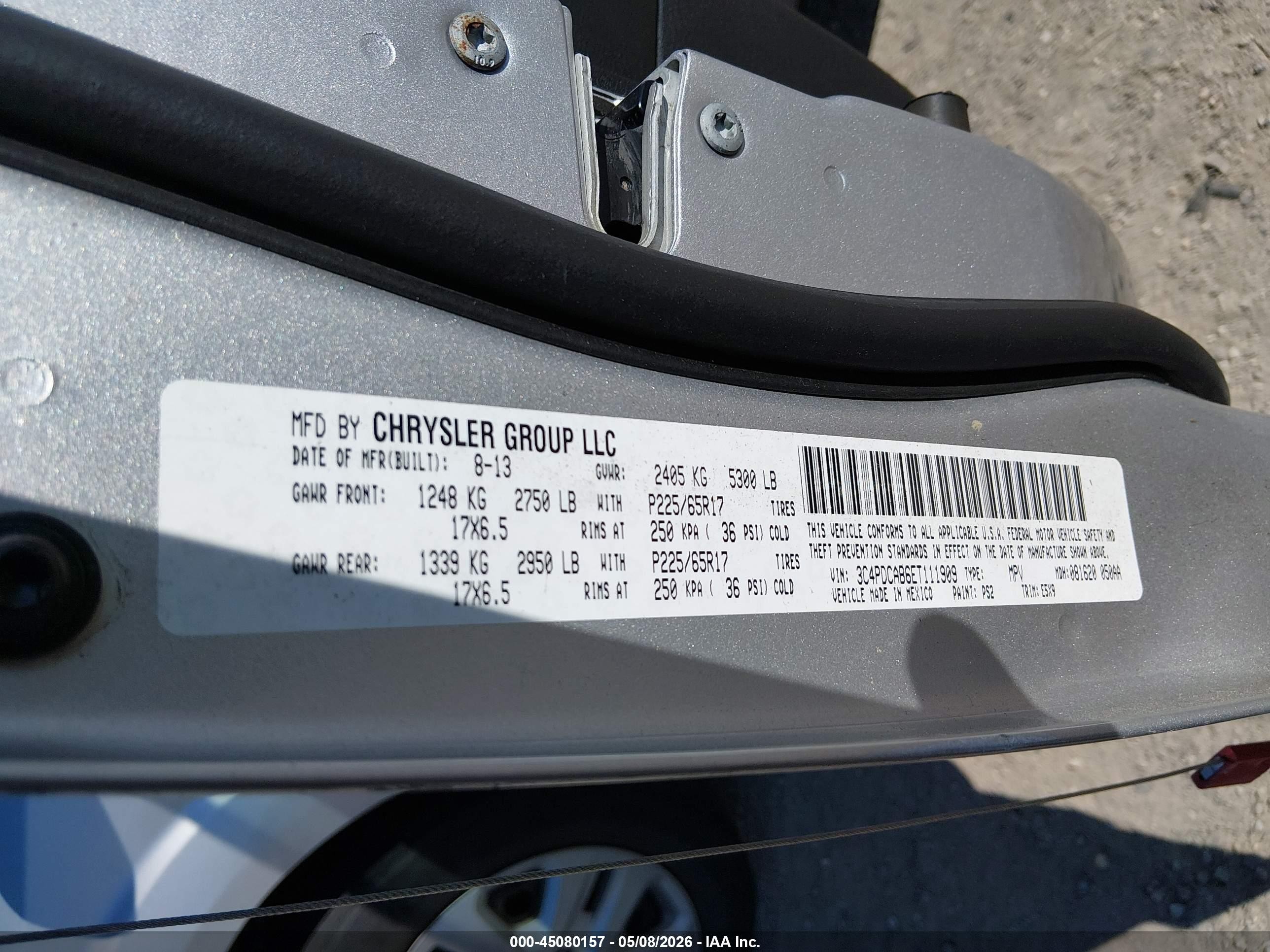 2014 Dodge Journey American Value Pkg Silver vin: 3C4PDCAB6ET111909