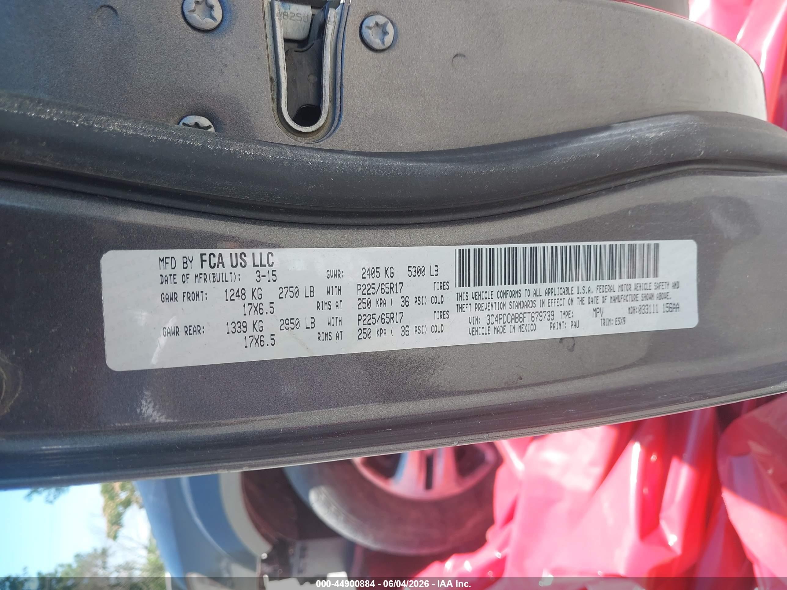 2015 Dodge Journey American Value Pkg Gray vin: 3C4PDCAB6FT679739