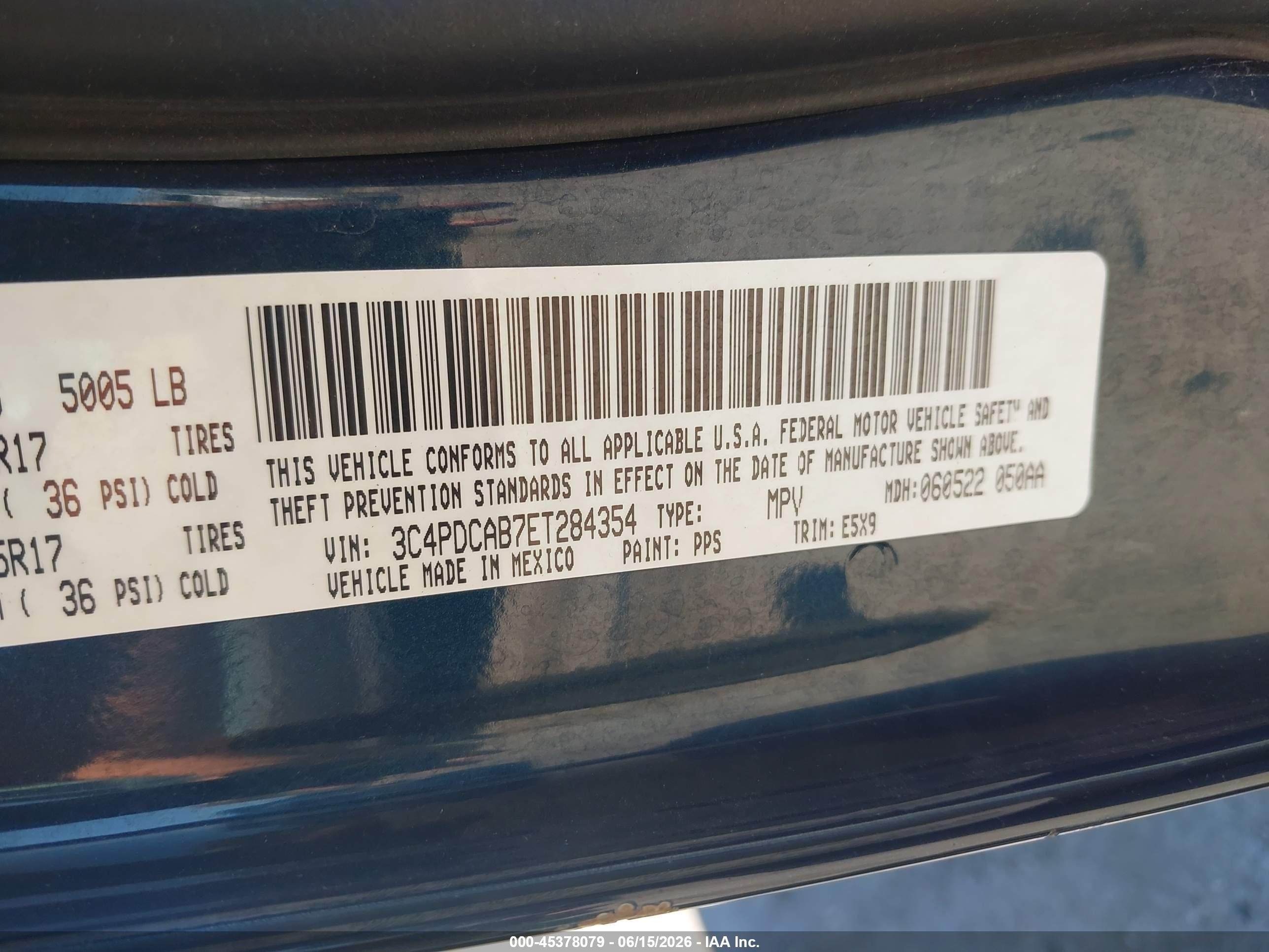 2014 Dodge Journey American Value Pkg Dark Blue vin: 3C4PDCAB7ET284354