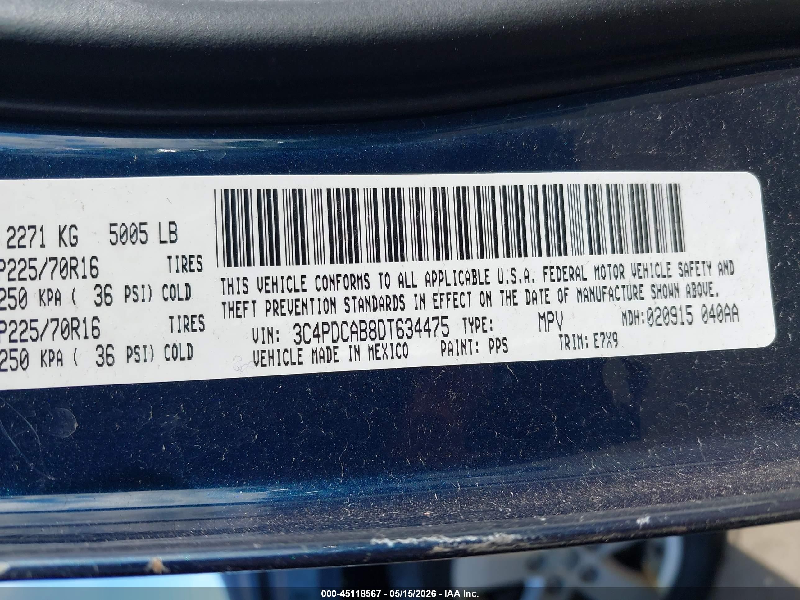 2013 Dodge Journey Se Blue vin: 3C4PDCAB8DT634475