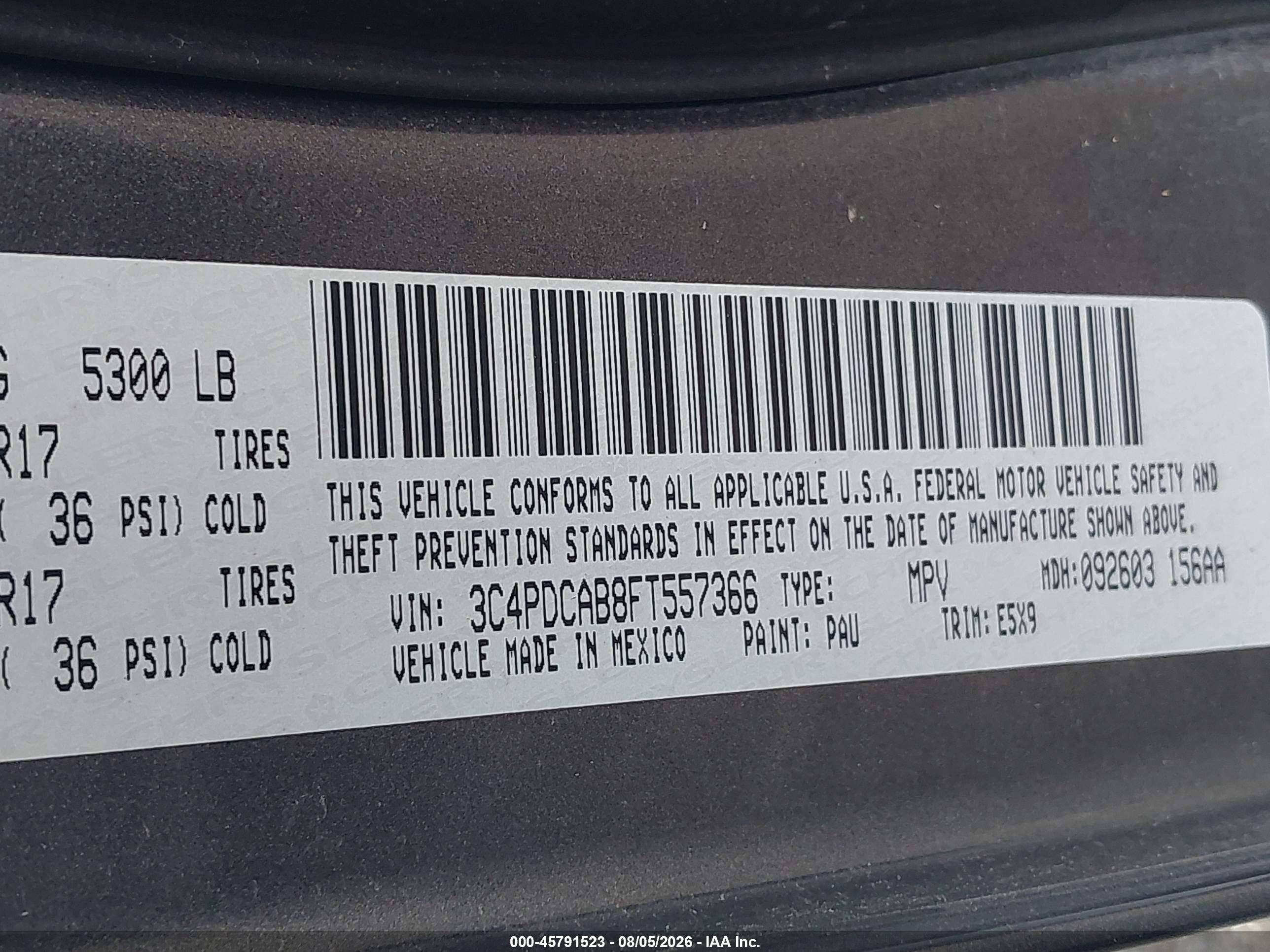 2015 Dodge Journey American Value Pkg Black vin: 3C4PDCAB8FT557366