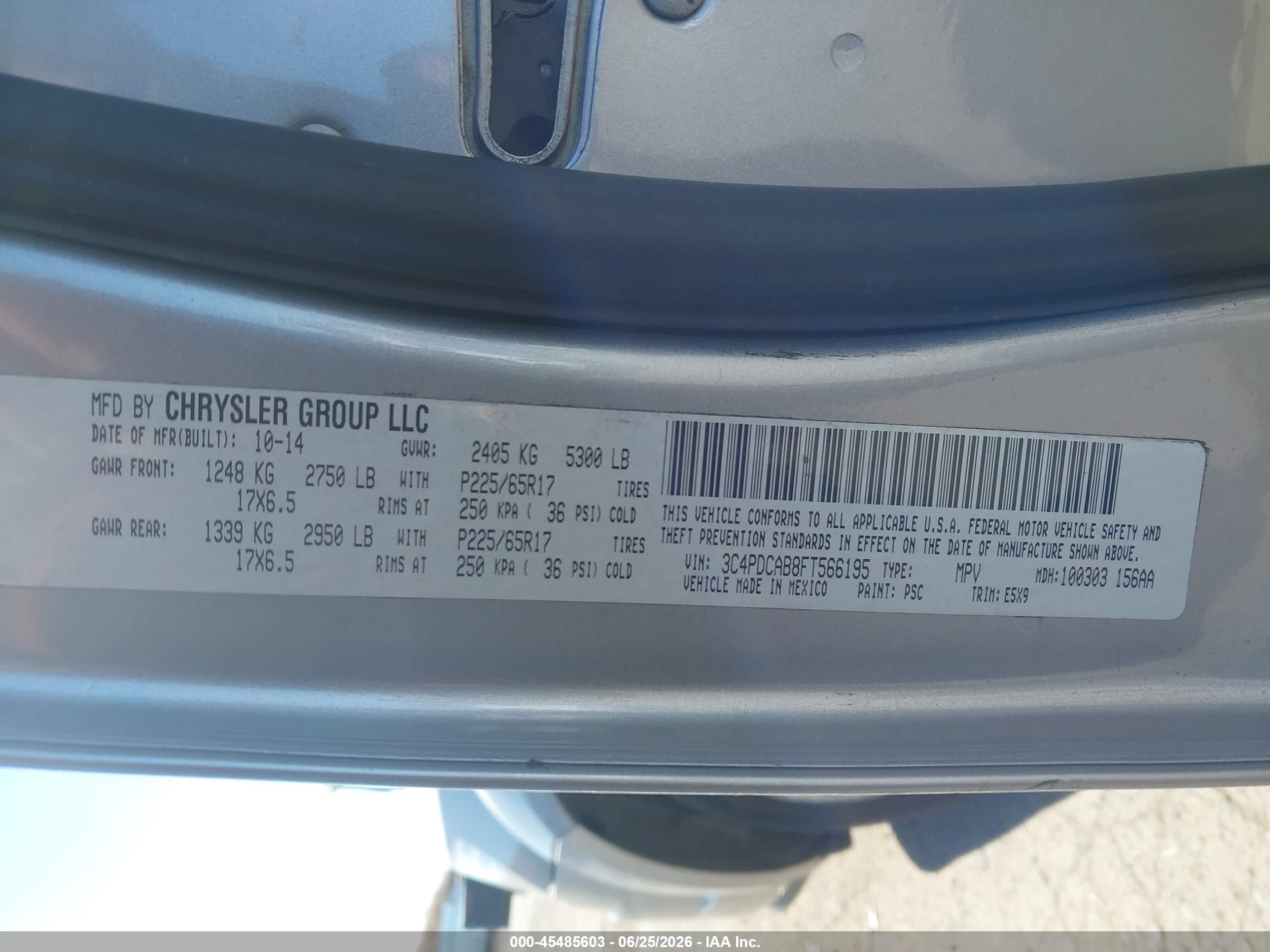 2015 Dodge Journey Se Silver vin: 3C4PDCAB8FT566195