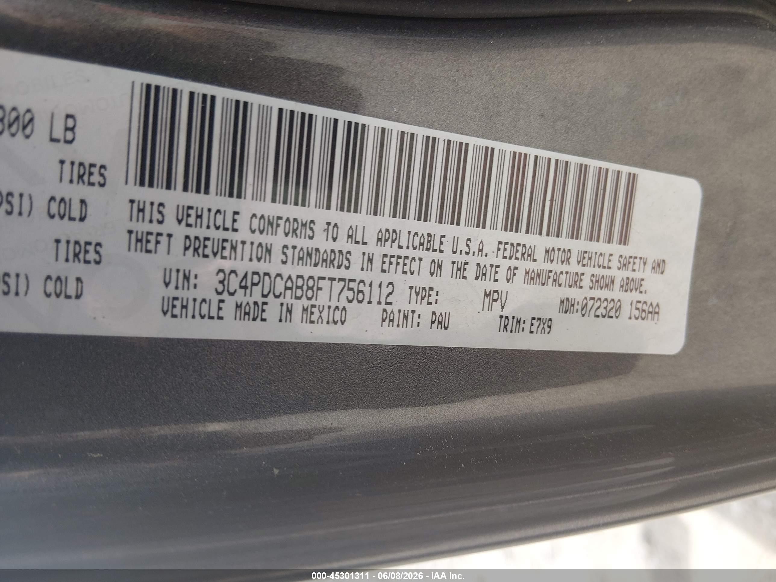 2015 Dodge Journey Se Gray vin: 3C4PDCAB8FT756112