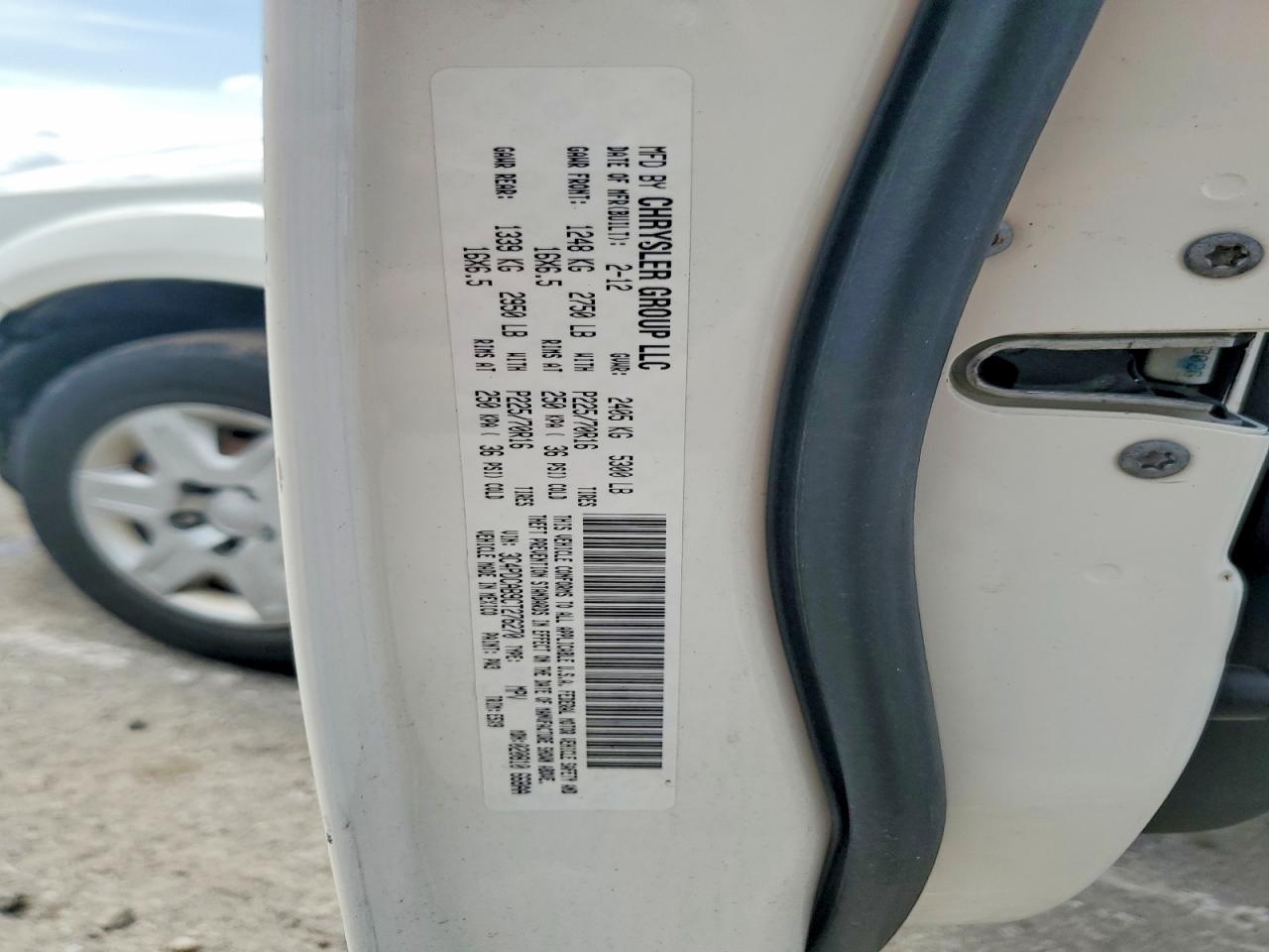 2012 Dodge Journey Se White vin: 3C4PDCAB9CT276270