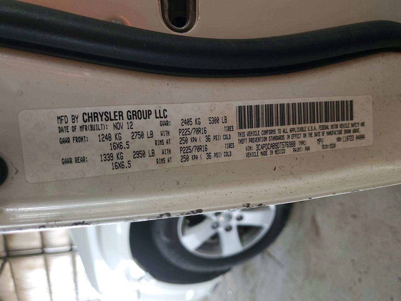 2013 Dodge Journey Se White vin: 3C4PDCAB9DT576988