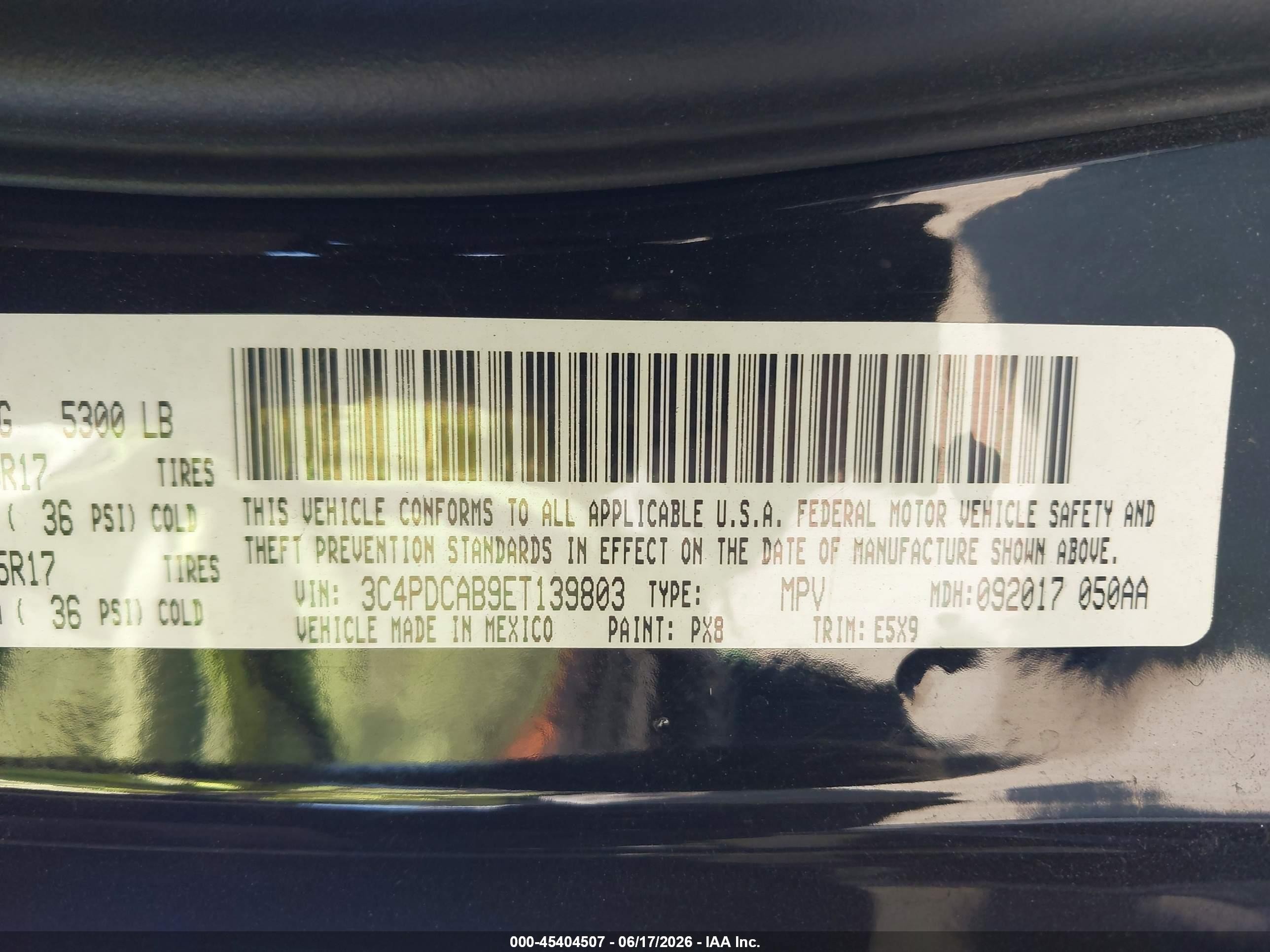 2014 Dodge Journey American Value Pkg Черный vin: 3C4PDCAB9ET139803