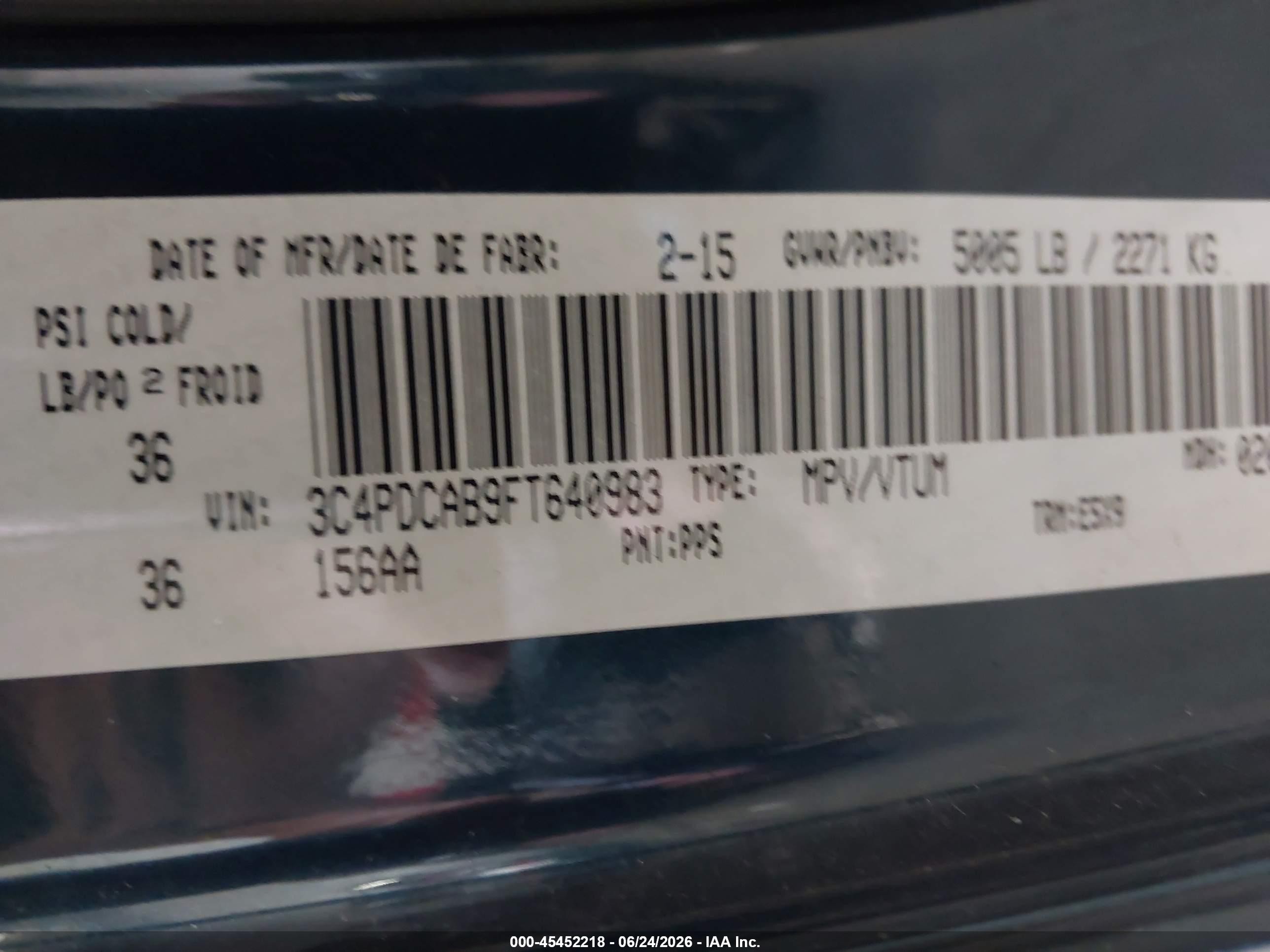 2015 Dodge Journey Cvp/se Plus Blue vin: 3C4PDCAB9FT640983