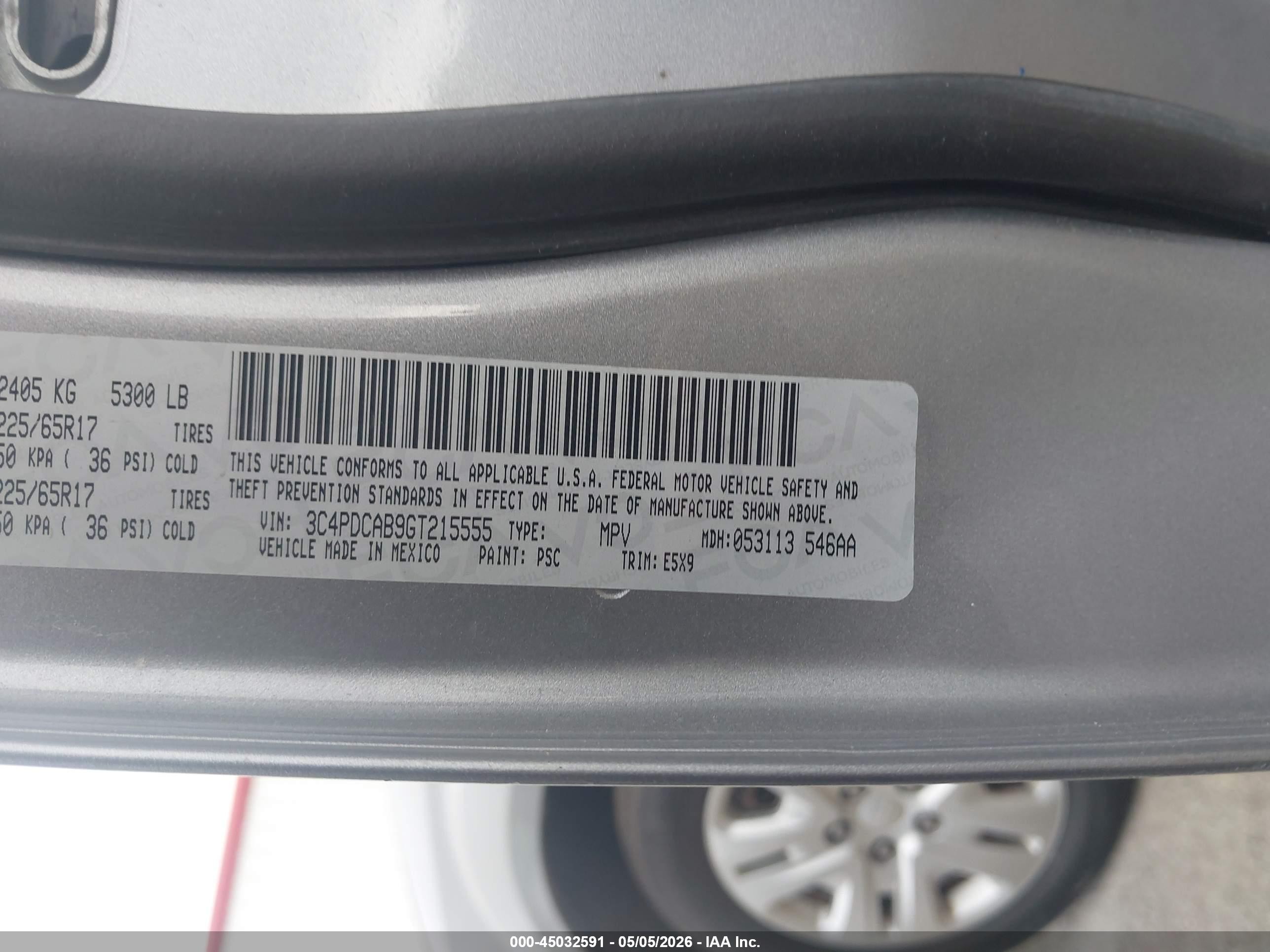 2016 Dodge Journey Se Silver vin: 3C4PDCAB9GT215555