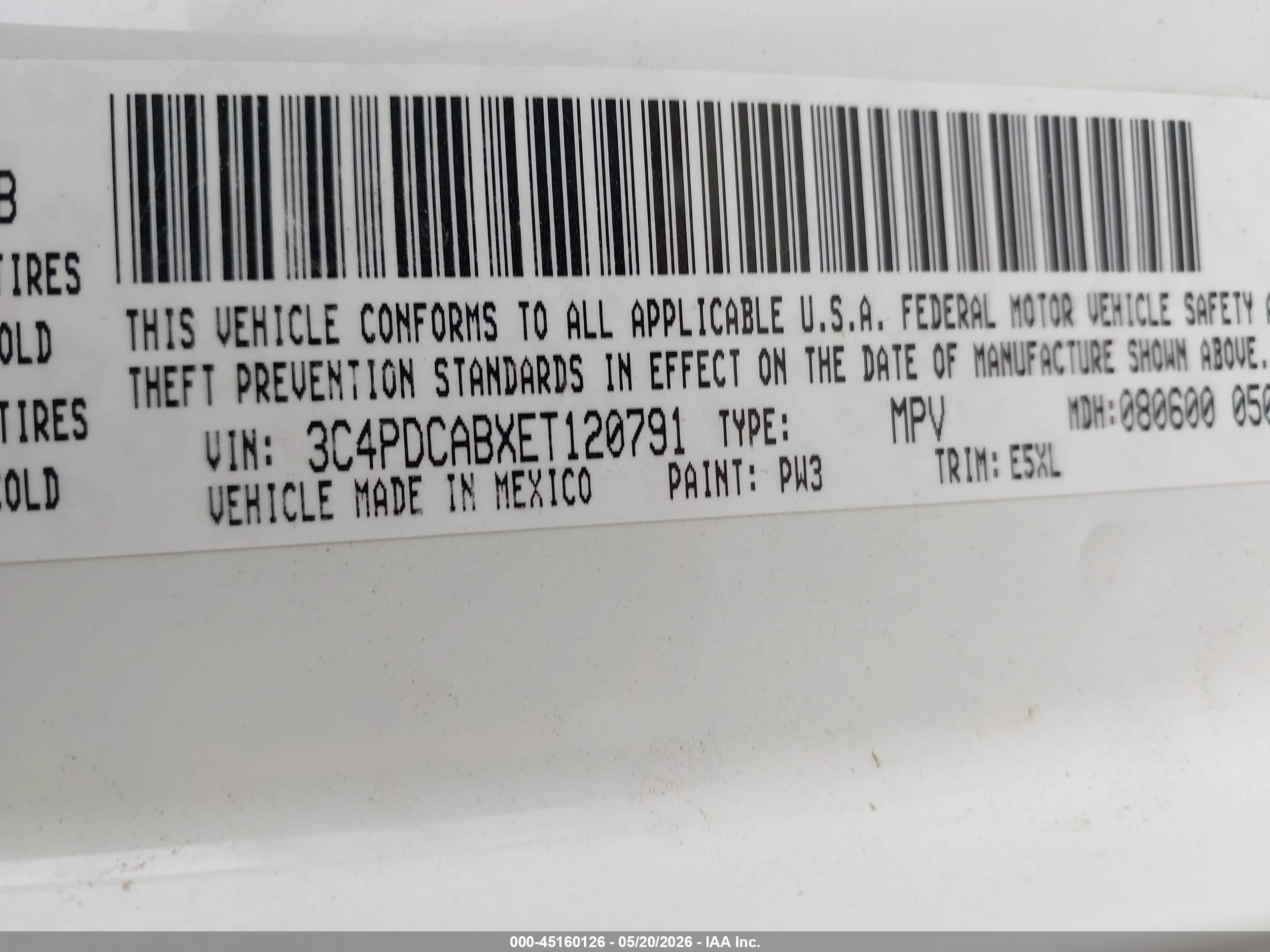 2014 Dodge Journey American Value Pkg White vin: 3C4PDCABXET120791
