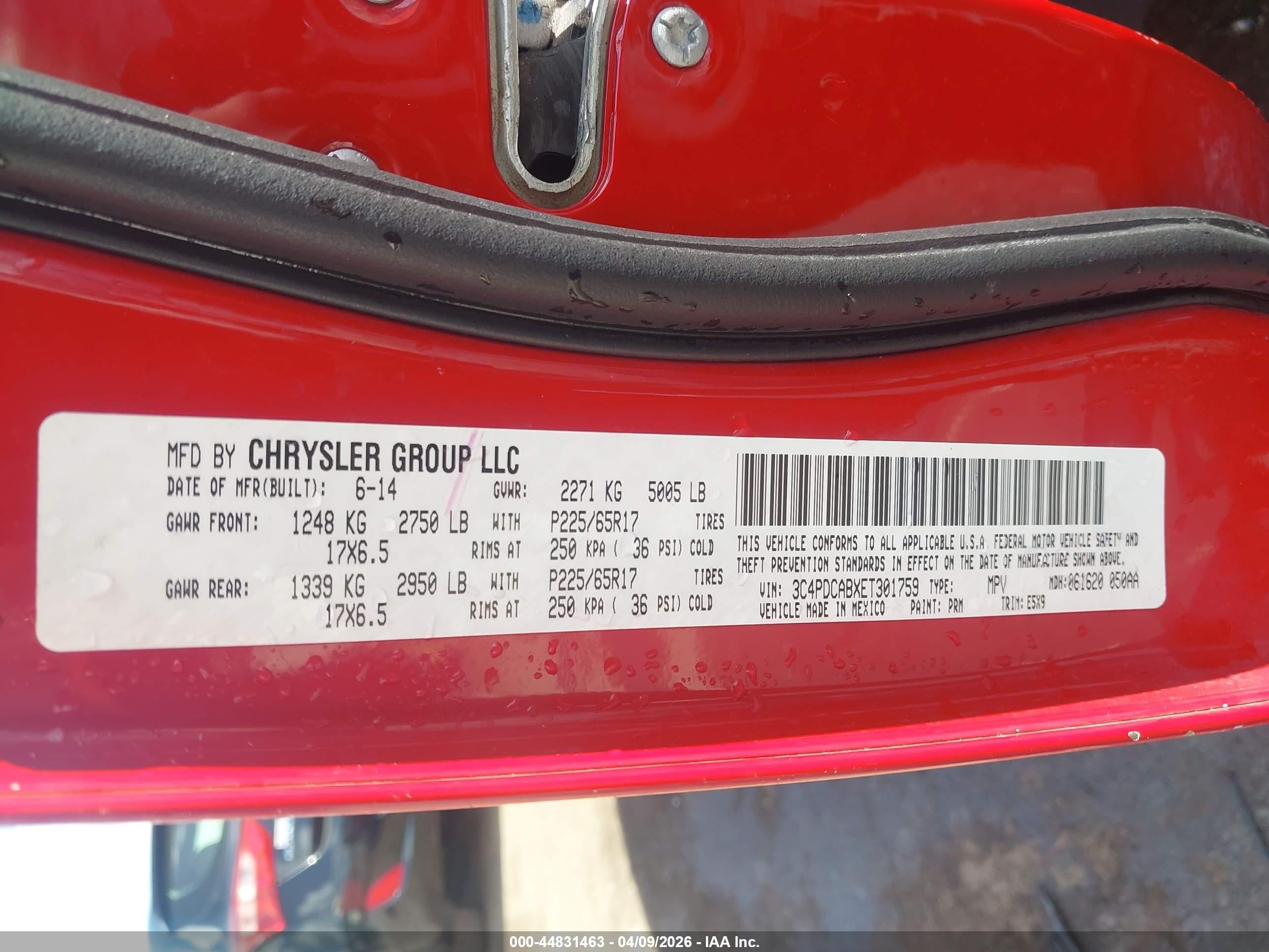 2014 Dodge Journey American Value Pkg Красный vin: 3C4PDCABXET301759