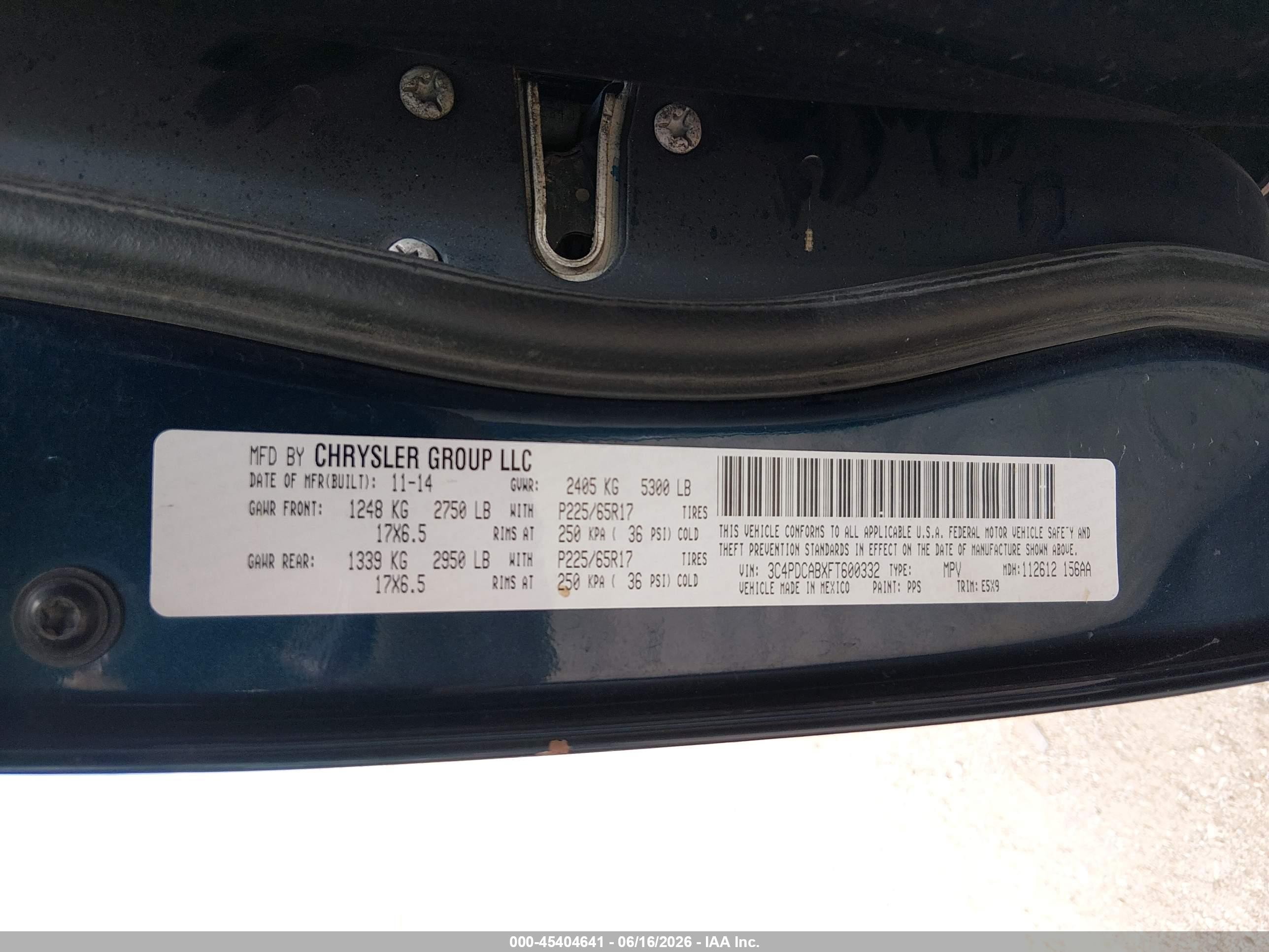 2015 Dodge Journey American Value Pkg Dark Blue vin: 3C4PDCABXFT600332