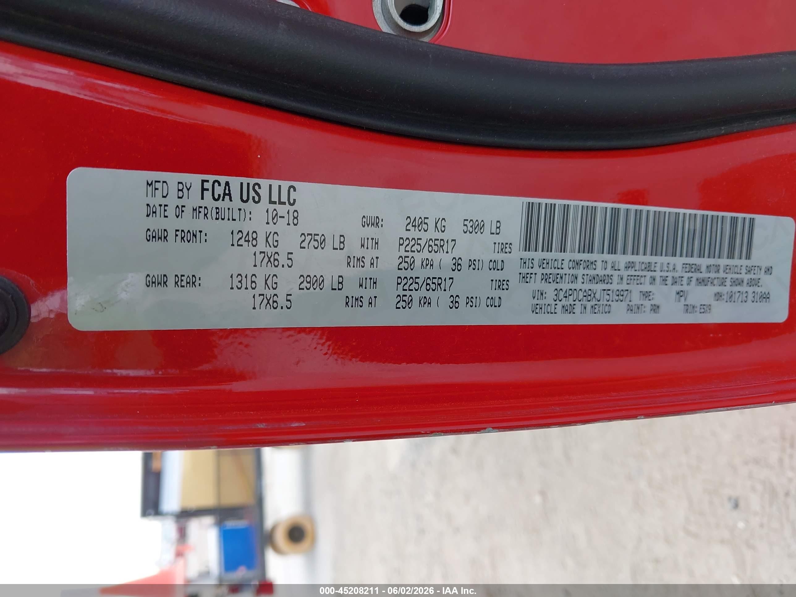 2018 Dodge Journey Se Red vin: 3C4PDCABXJT519971