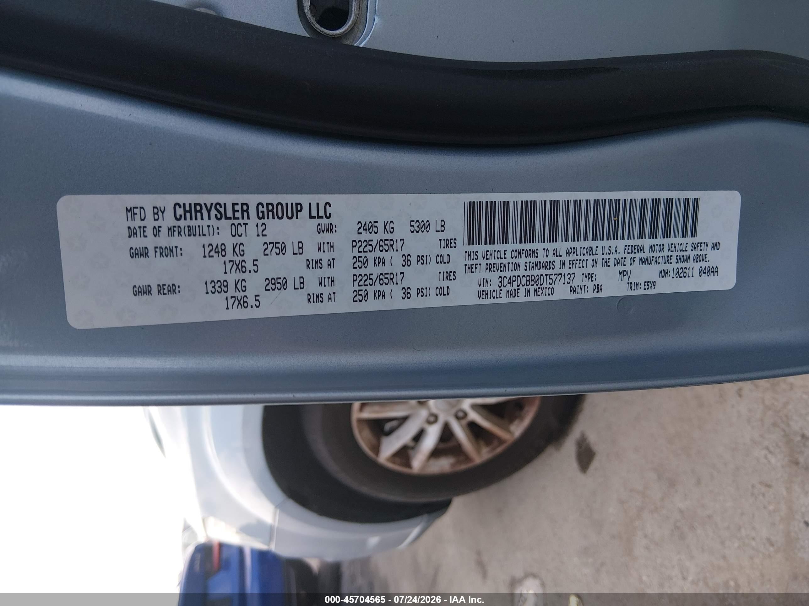 2013 Dodge Journey Sxt Light Blue vin: 3C4PDCBB0DT577137