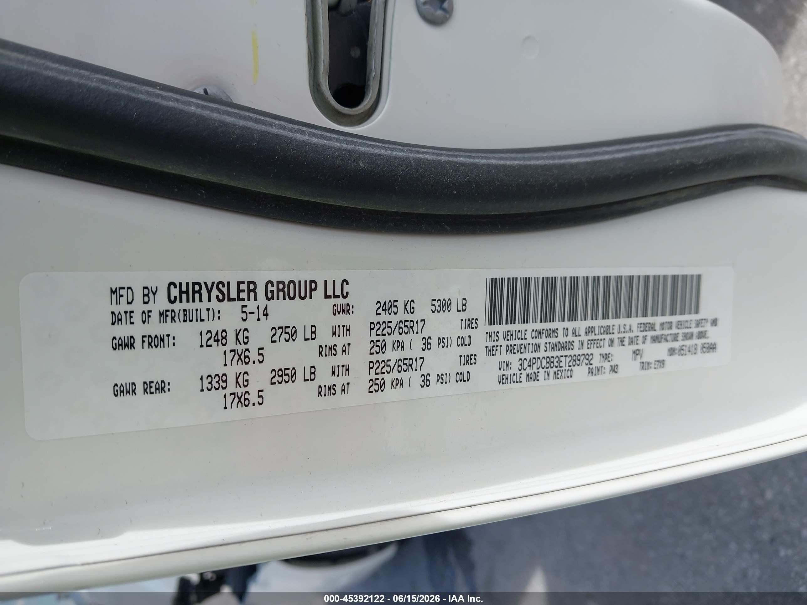 2014 Dodge Journey Sxt White vin: 3C4PDCBB3ET289792