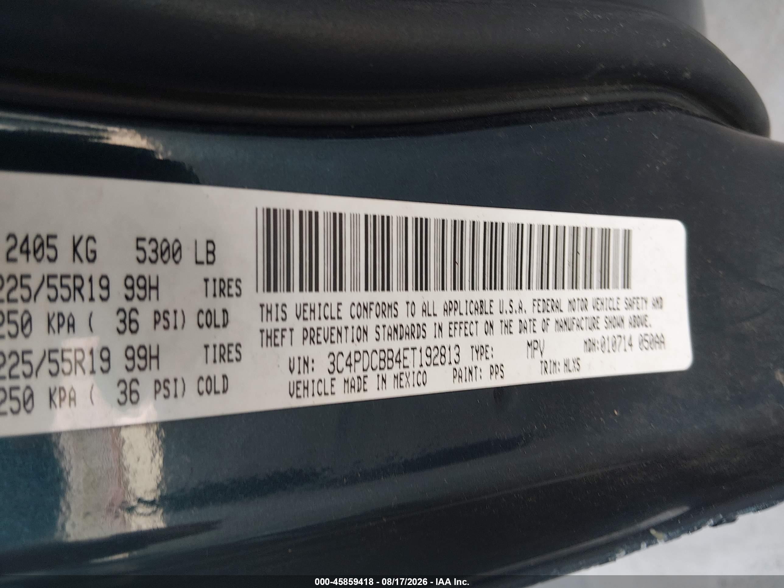 2014 Dodge Journey Sxt Blue vin: 3C4PDCBB4ET192813