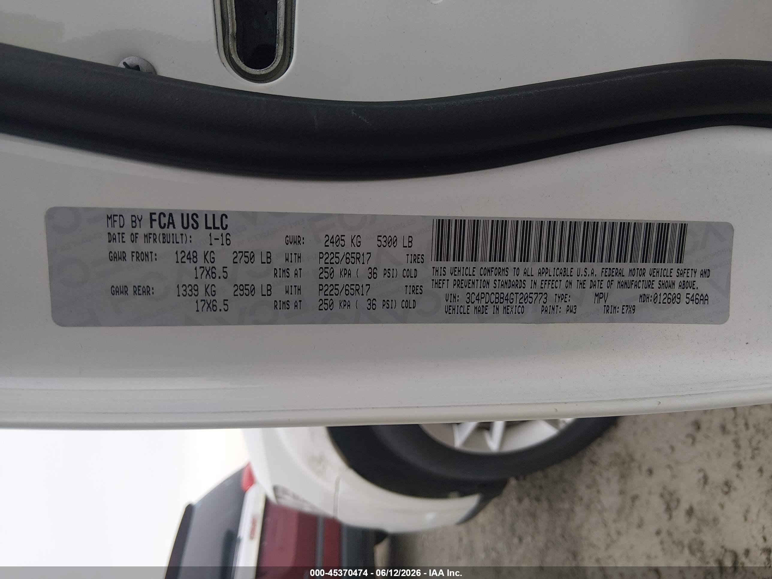 2016 Dodge Journey Sxt White vin: 3C4PDCBB4GT205773