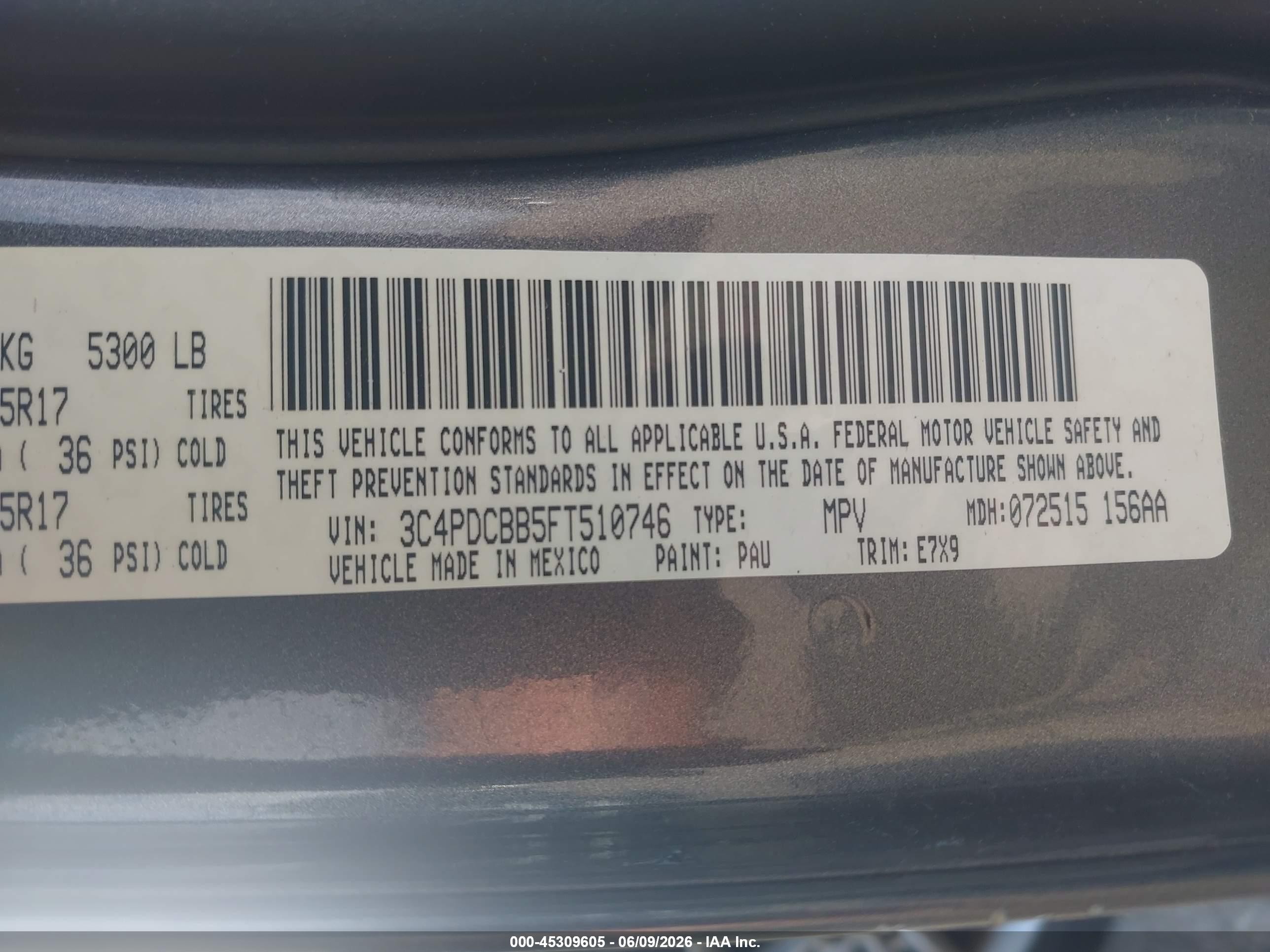 2015 Dodge Journey Sxt Серый vin: 3C4PDCBB5FT510746
