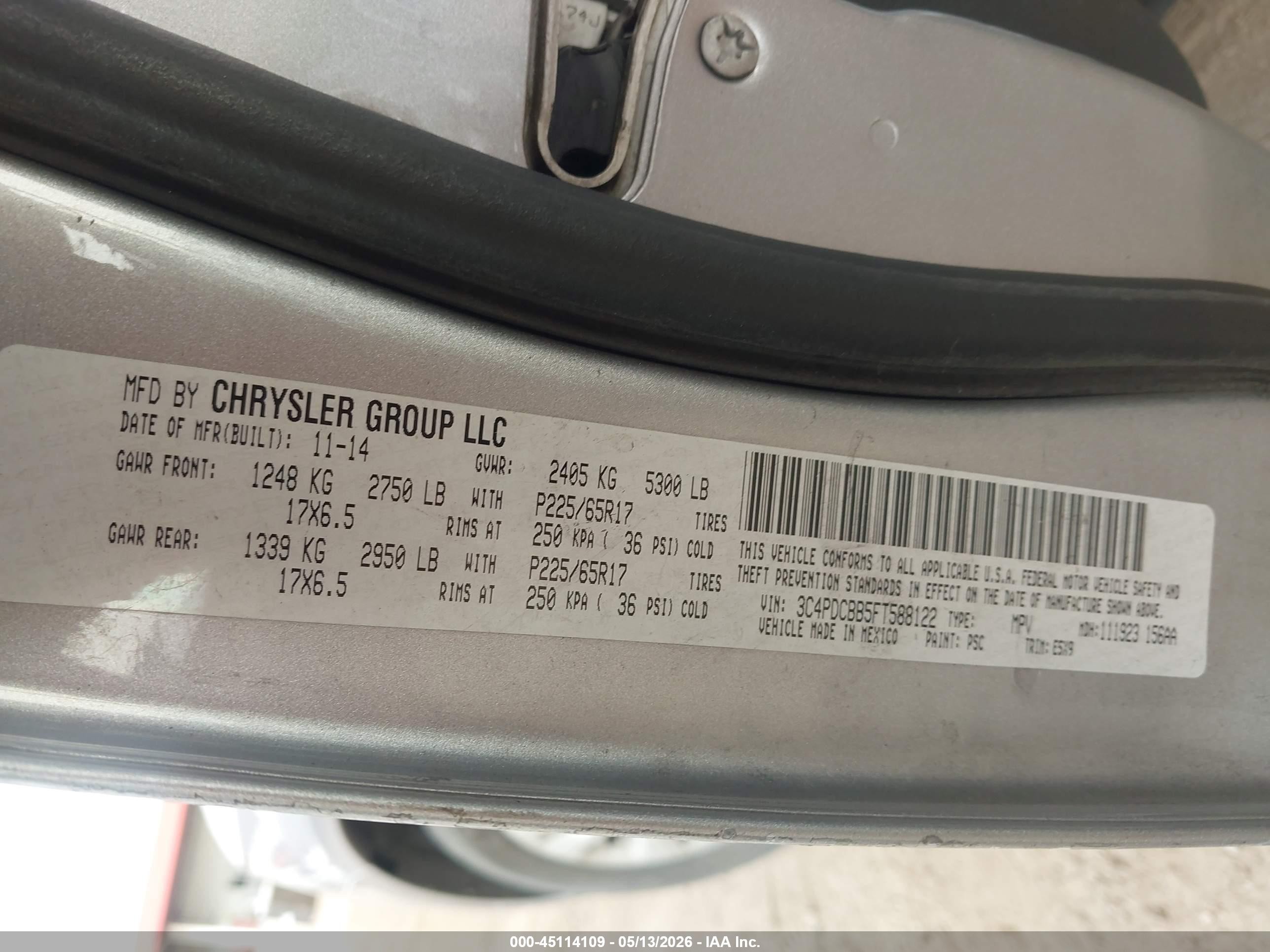 2015 Dodge Journey Sxt Gray vin: 3C4PDCBB5FT588122