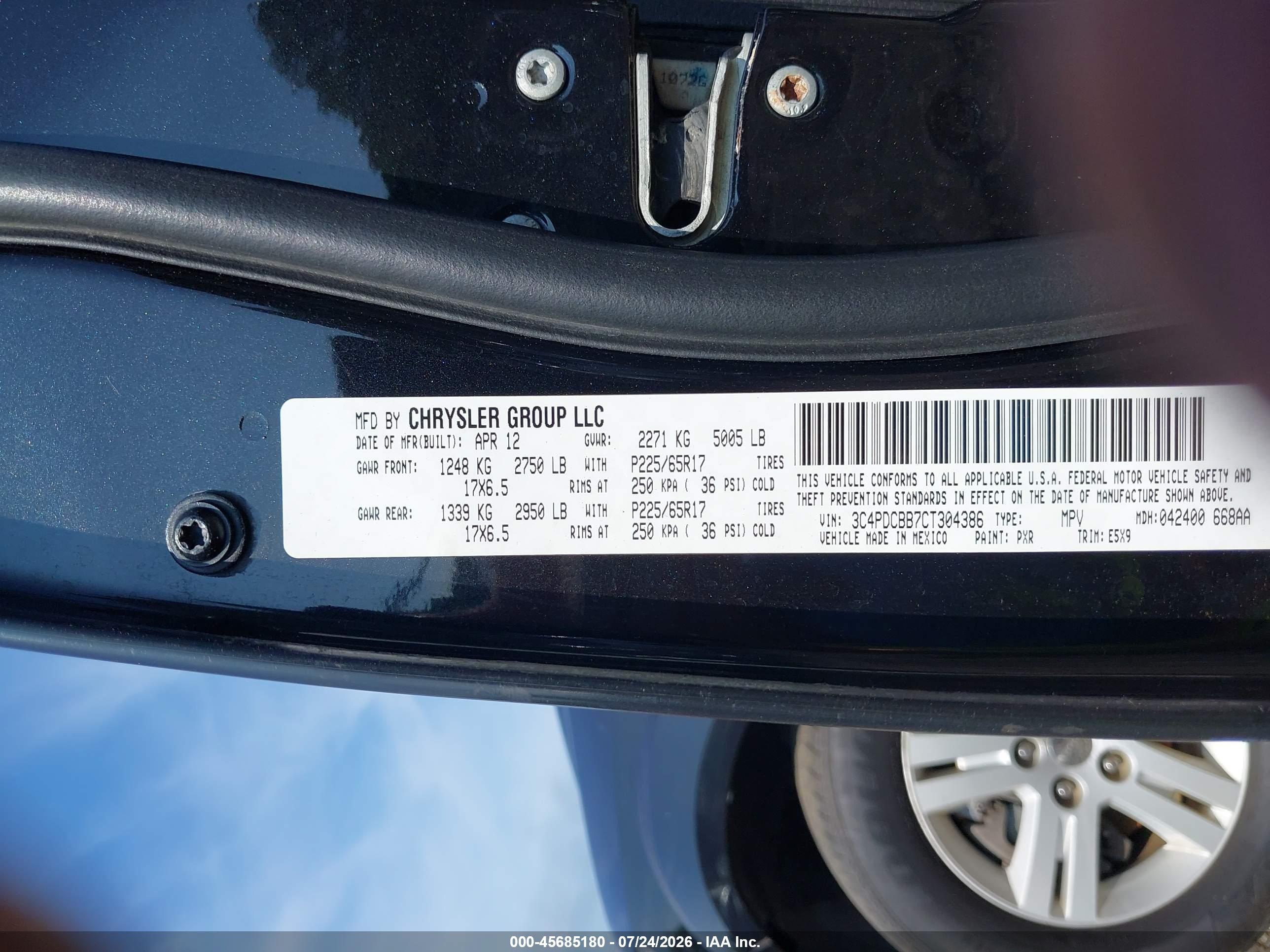 2012 Dodge Journey Sxt Black vin: 3C4PDCBB7CT304386
