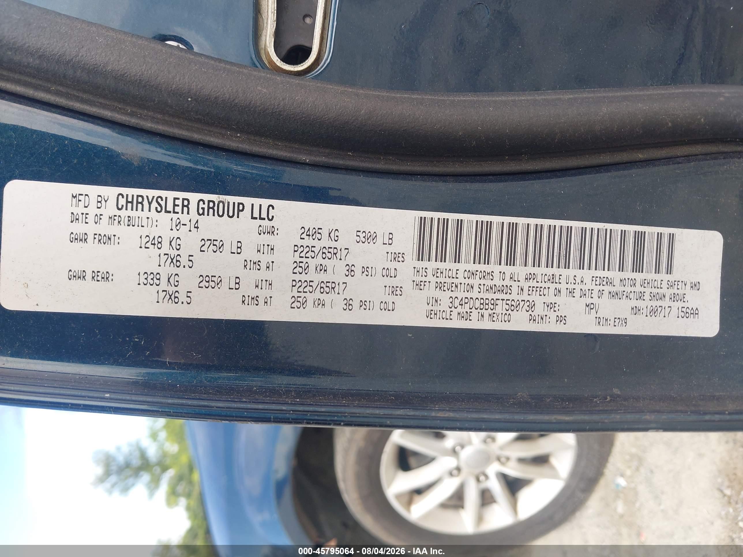 2015 Dodge Journey Sxt Dark Blue vin: 3C4PDCBB9FT560730