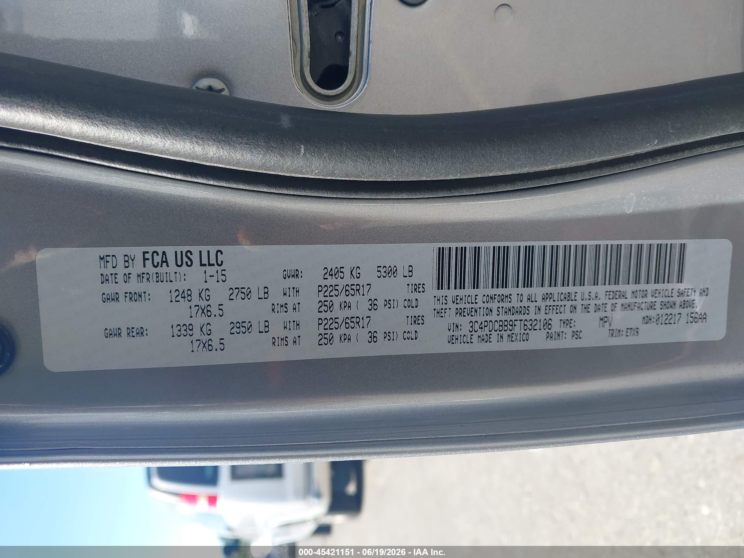 2015 Dodge Journey Sxt Silver vin: 3C4PDCBB9FT632106