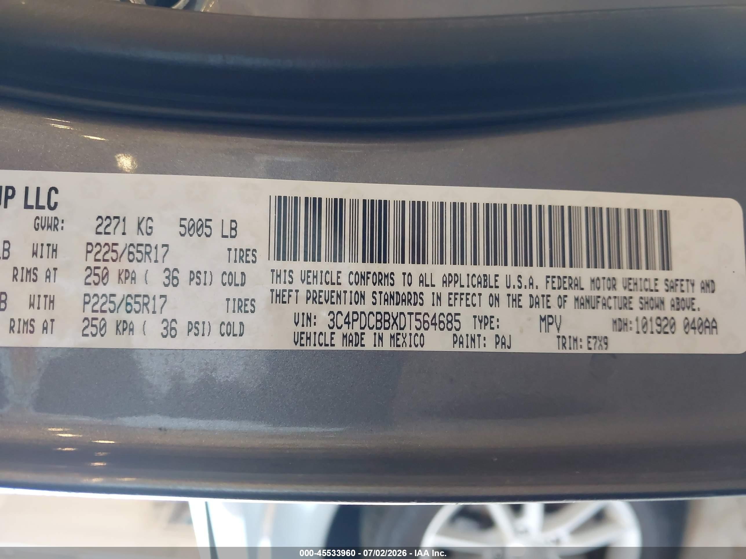 2013 Dodge Journey Sxt Gray vin: 3C4PDCBBXDT564685