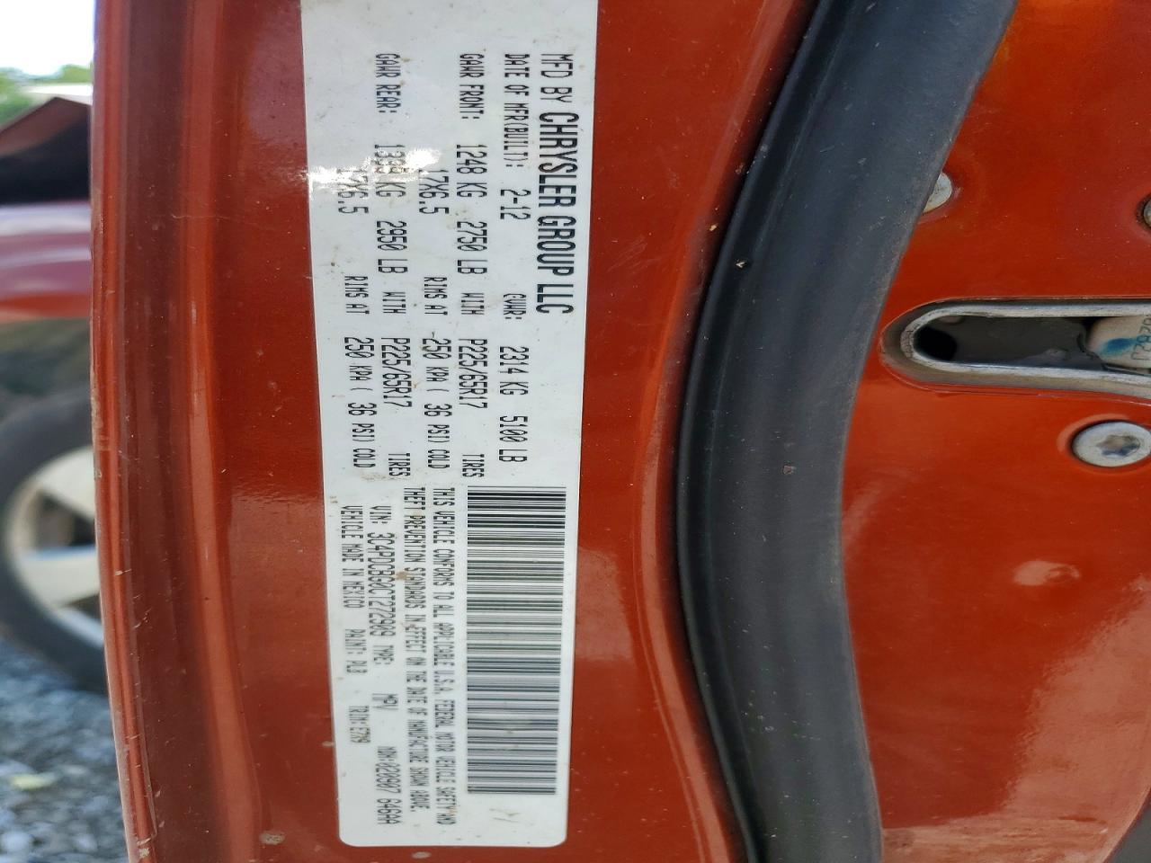 2012 Dodge Journey Sxt Orange vin: 3C4PDCBG0CT272909