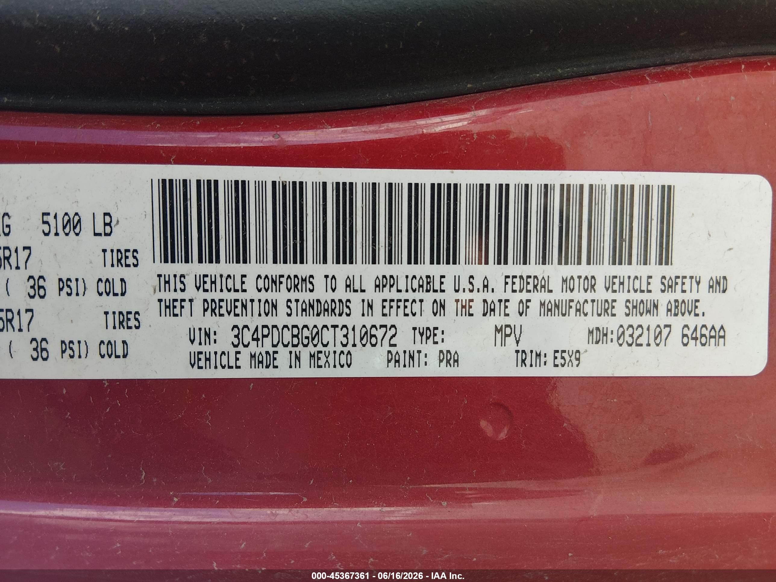 2012 Dodge Journey Sxt Red vin: 3C4PDCBG0CT310672