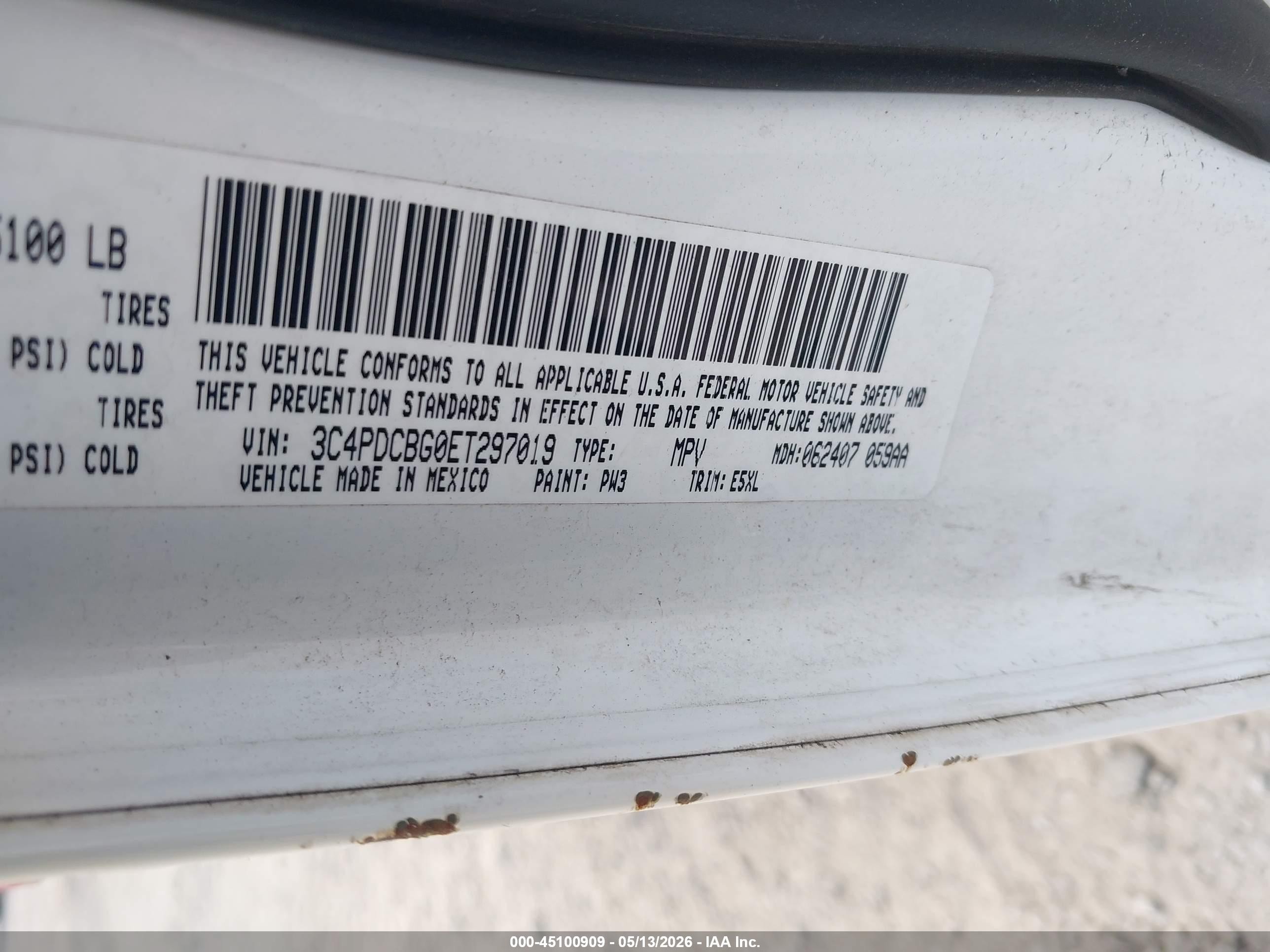 2014 Dodge Journey Sxt White vin: 3C4PDCBG0ET297019