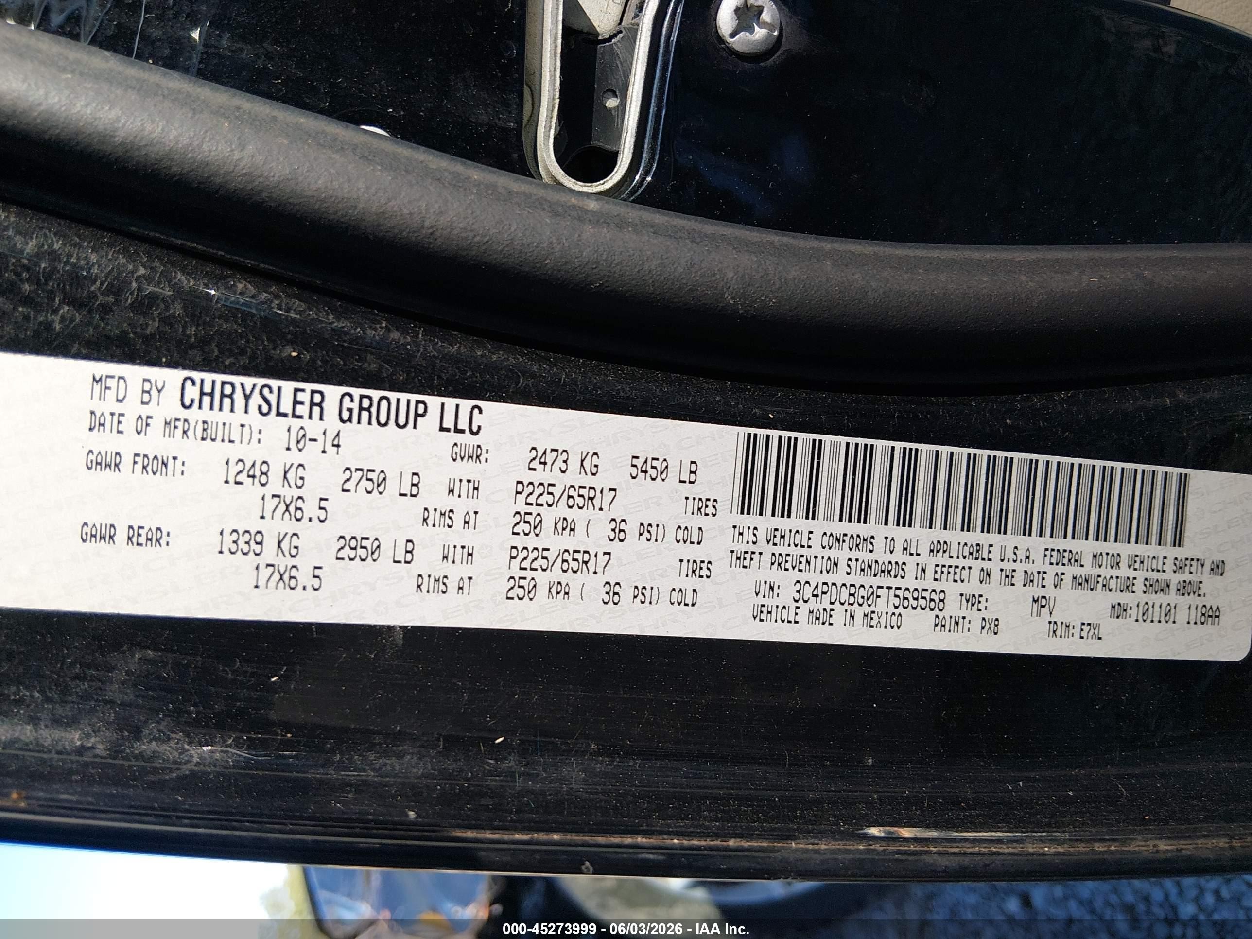 2015 Dodge Journey Sxt Black vin: 3C4PDCBG0FT569568