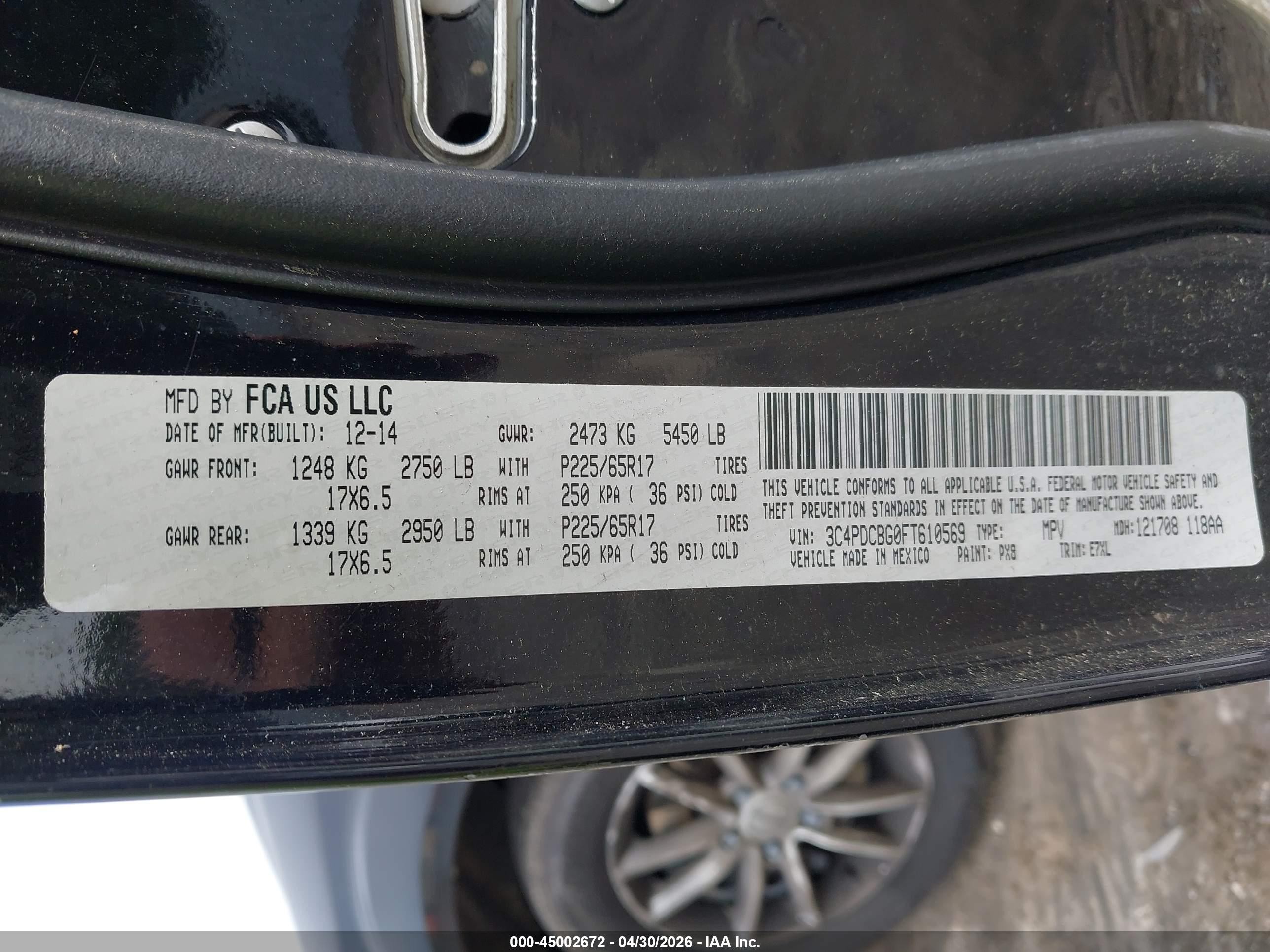2015 Dodge Journey Sxt Черный vin: 3C4PDCBG0FT610569