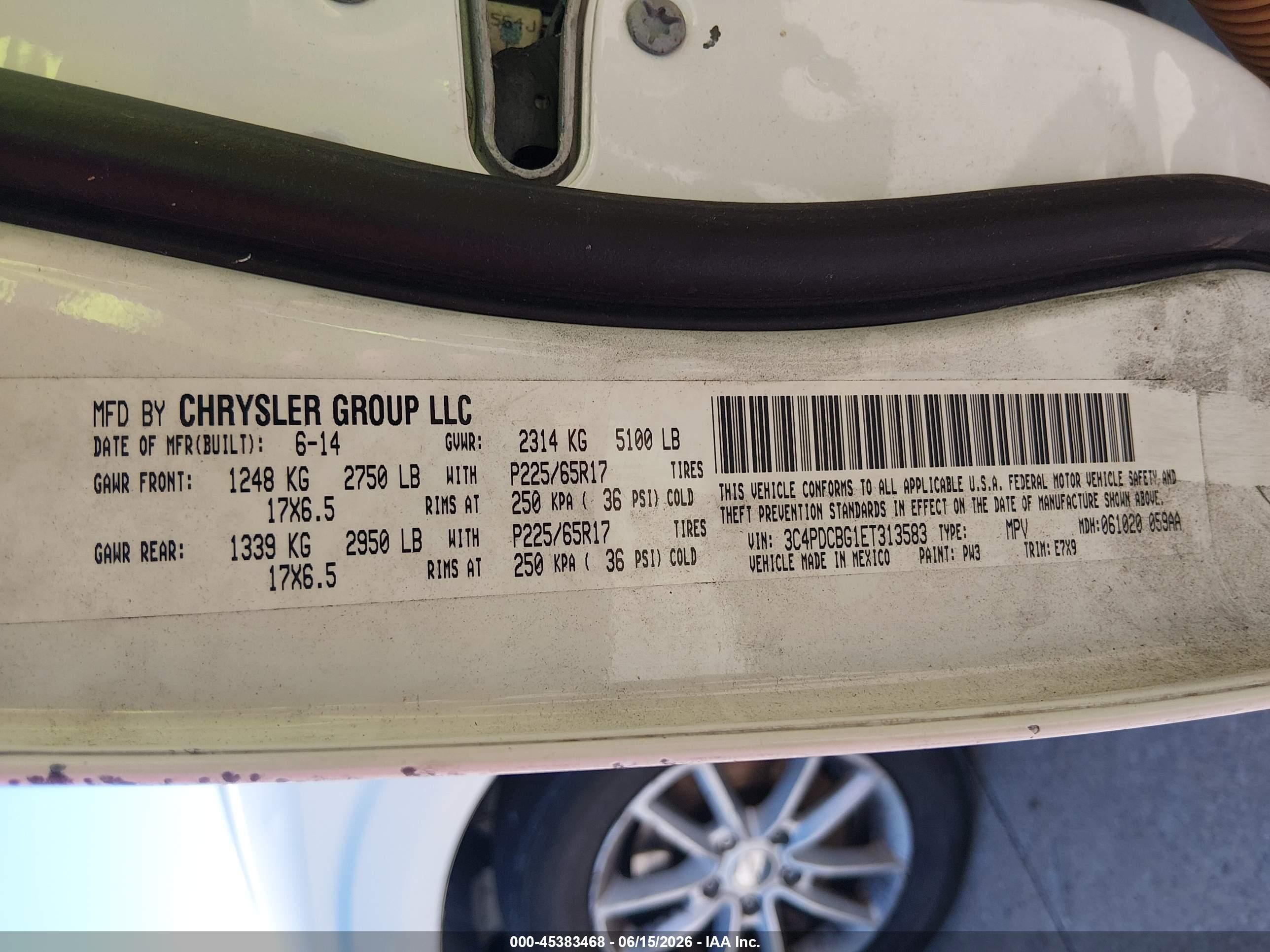 2014 Dodge Journey Sxt White vin: 3C4PDCBG1ET313583
