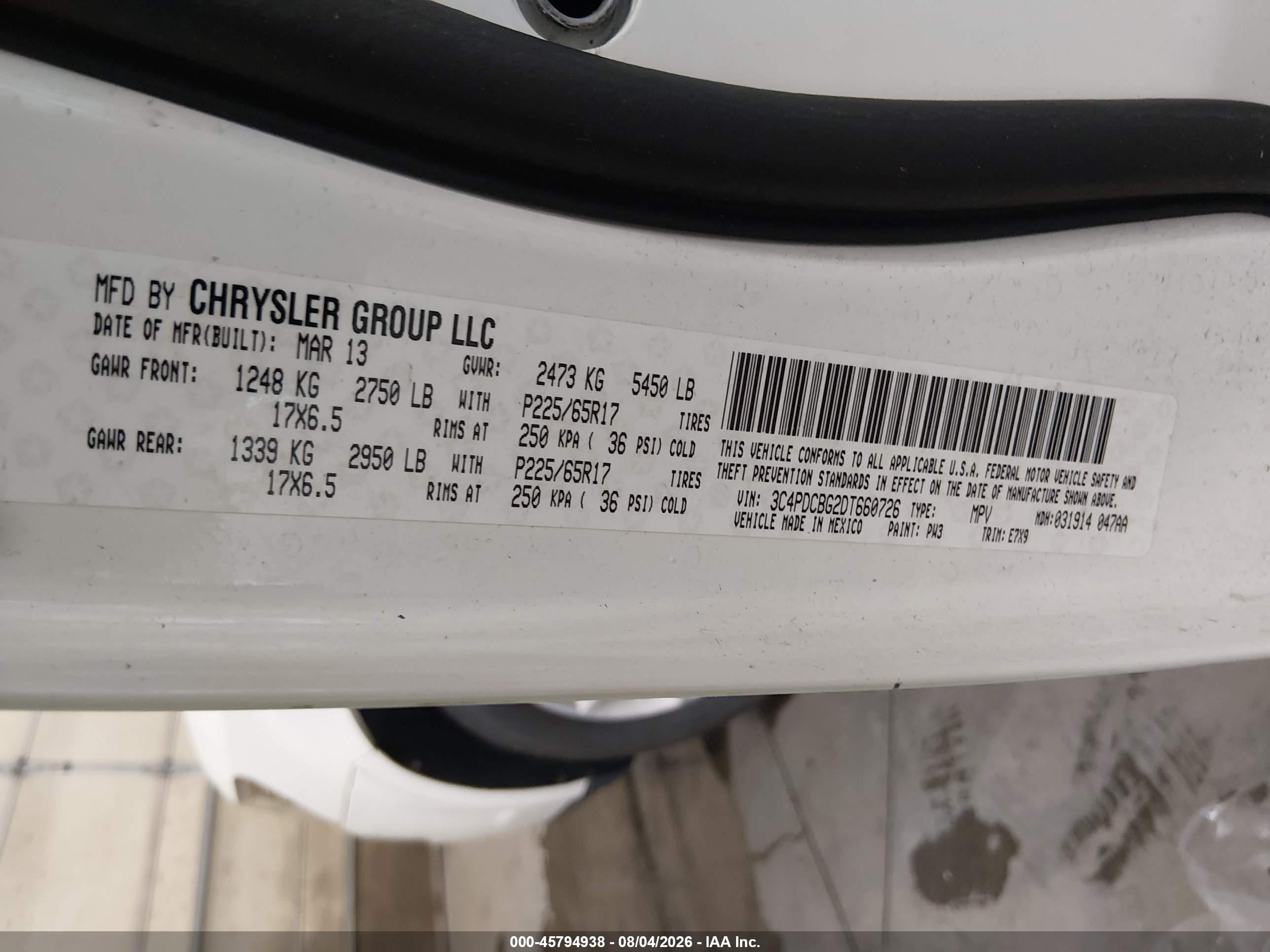 2013 Dodge Journey Sxt White vin: 3C4PDCBG2DT660726