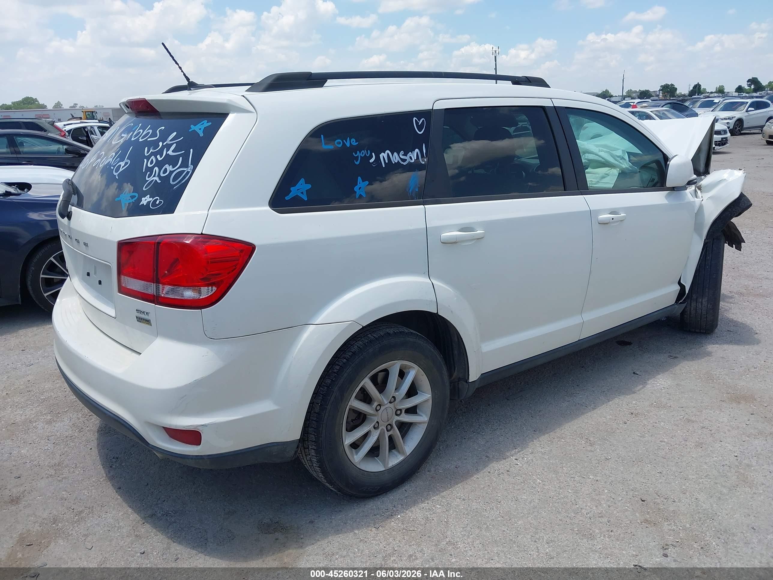 2014 Dodge Journey Sxt White vin: 3C4PDCBG2ET192353