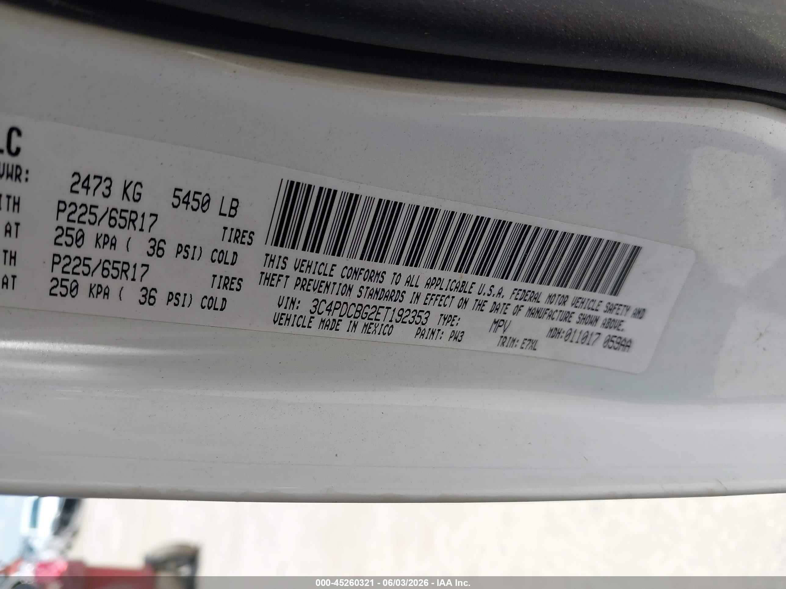 2014 Dodge Journey Sxt White vin: 3C4PDCBG2ET192353