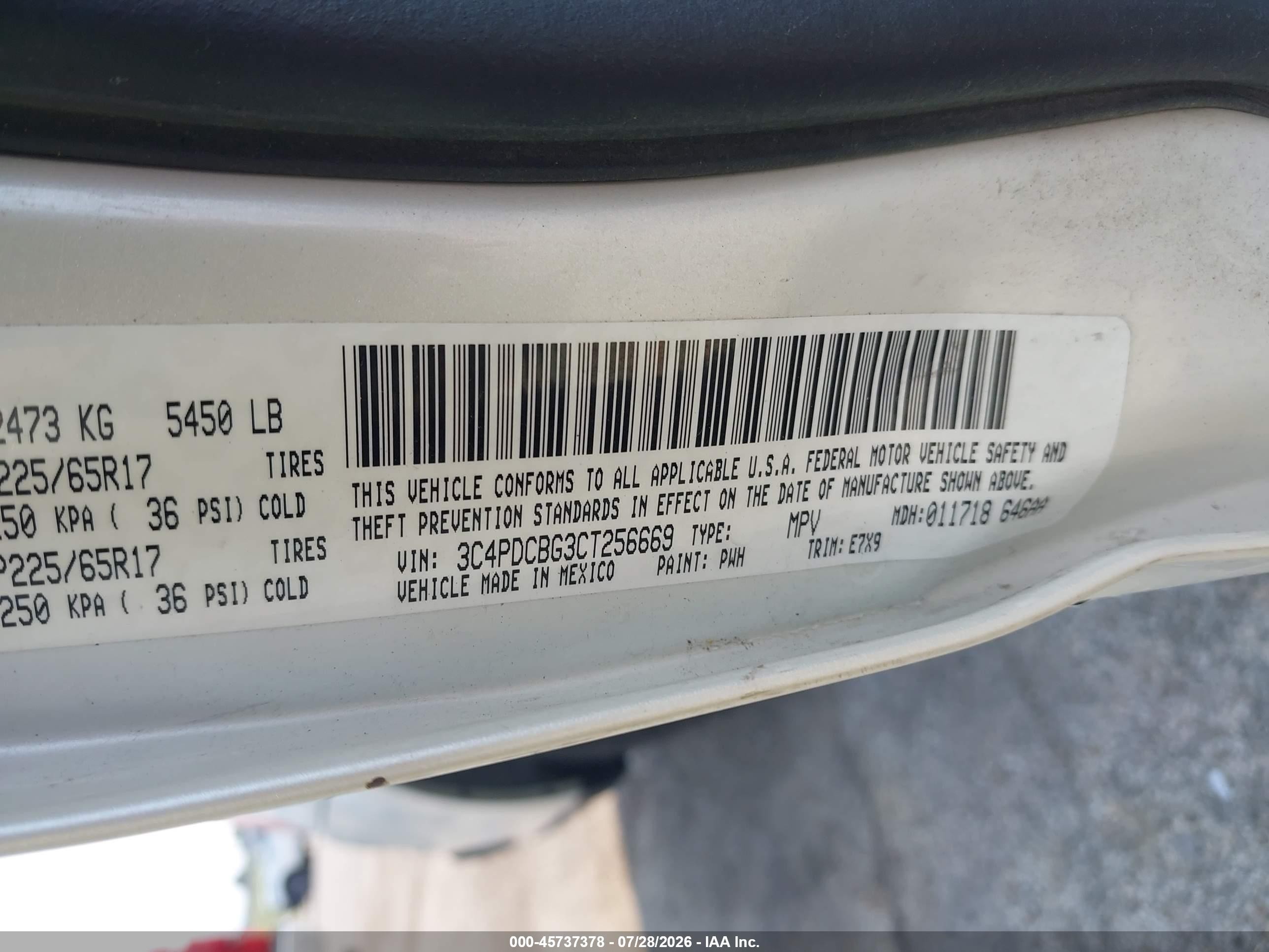 2012 Dodge Journey Sxt White vin: 3C4PDCBG3CT256669