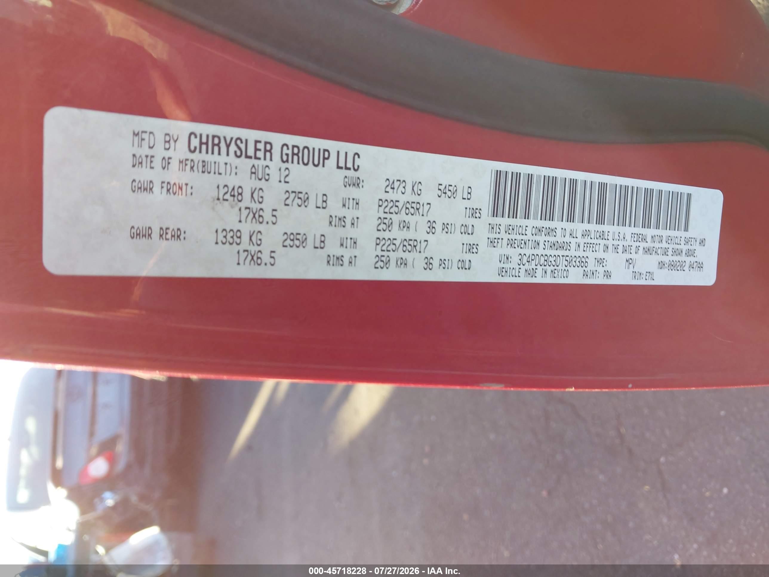 2013 Dodge Journey Sxt Red vin: 3C4PDCBG3DT503366
